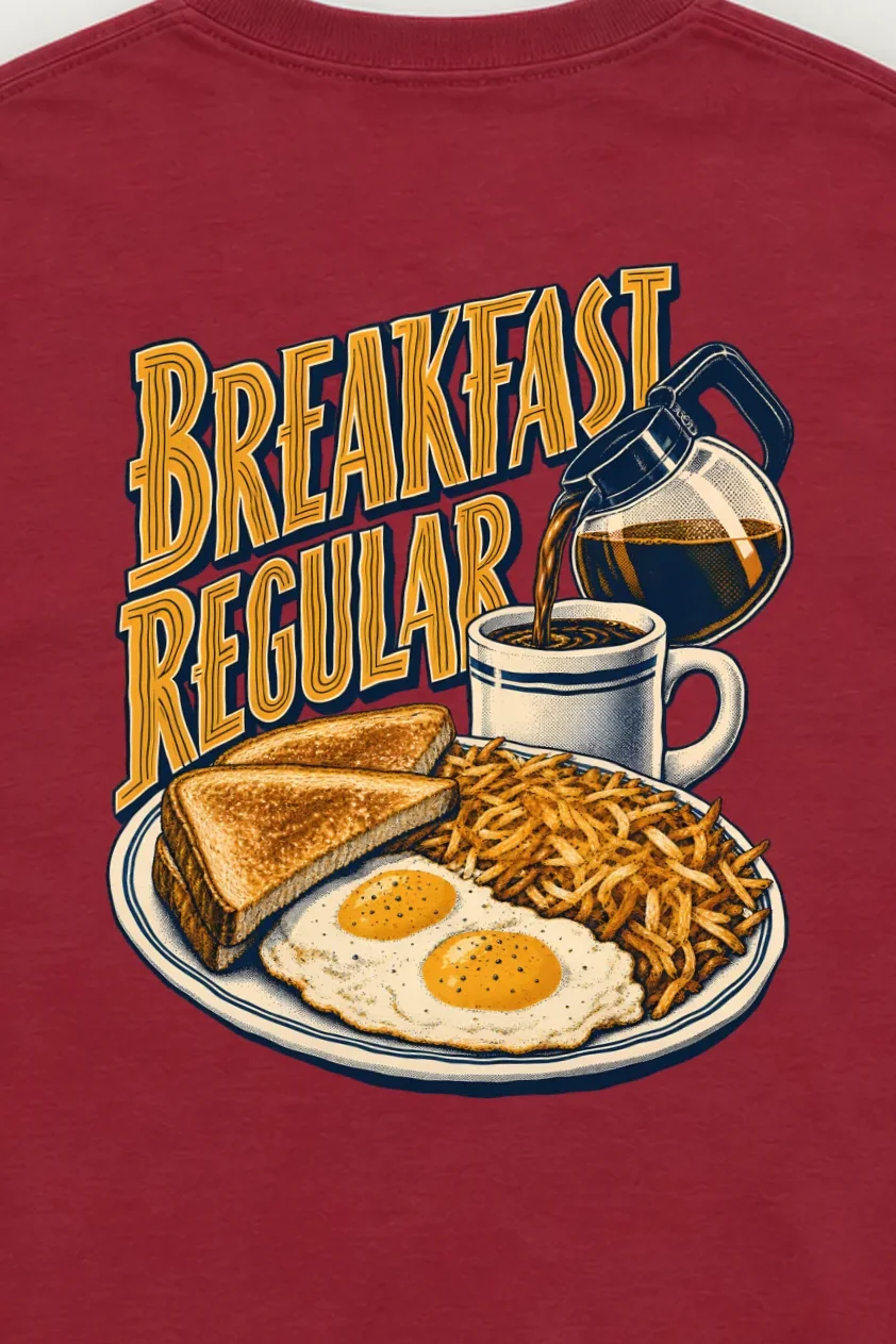 "Breakfast Regular Diner Plate" Unisex Longsleeve T-shirt - the graphic up close