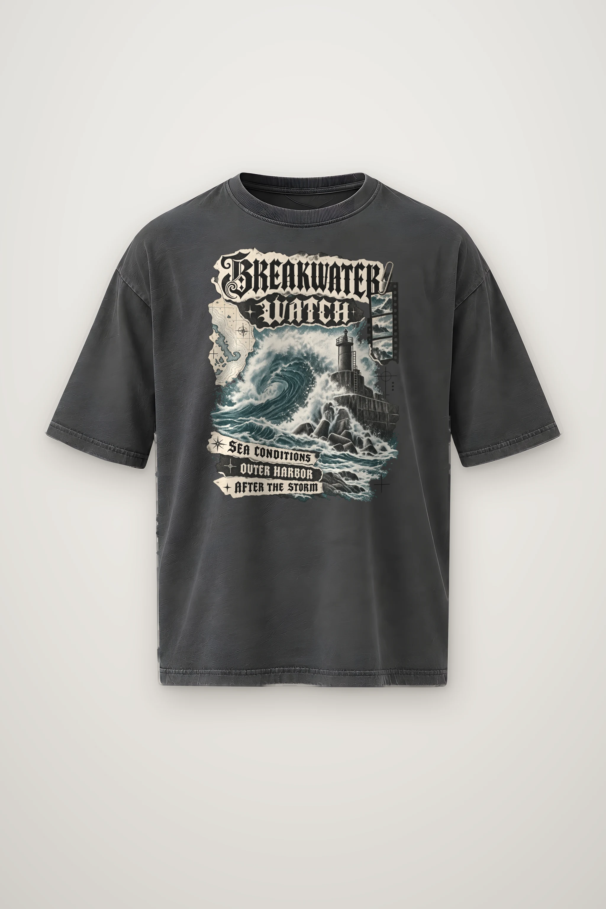 "Breakwater Diary" Men's Oversized Heavyweight Crewneck T-Shirt