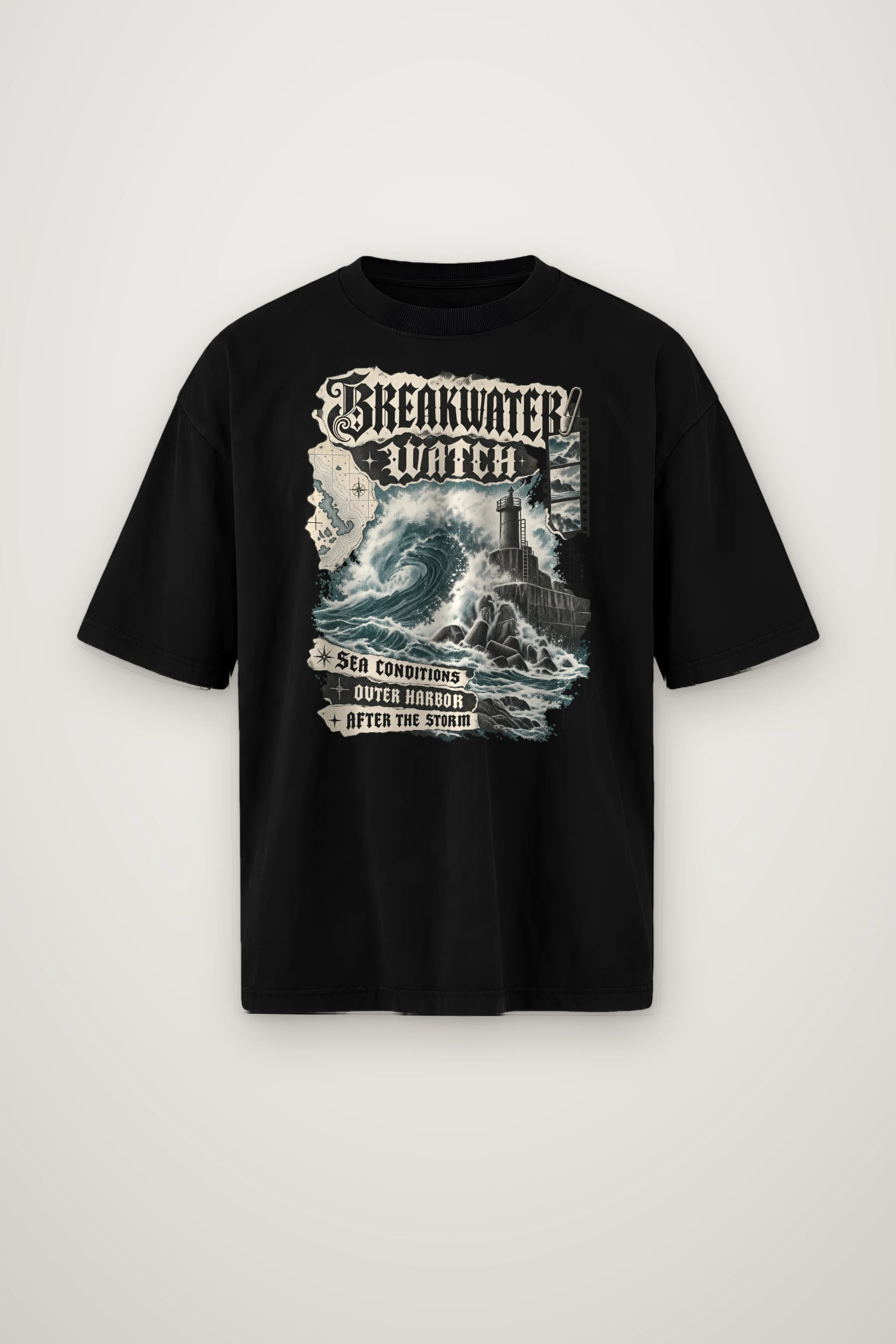 "Breakwater Diary" Men's Oversized Heavyweight Crewneck T-Shirt