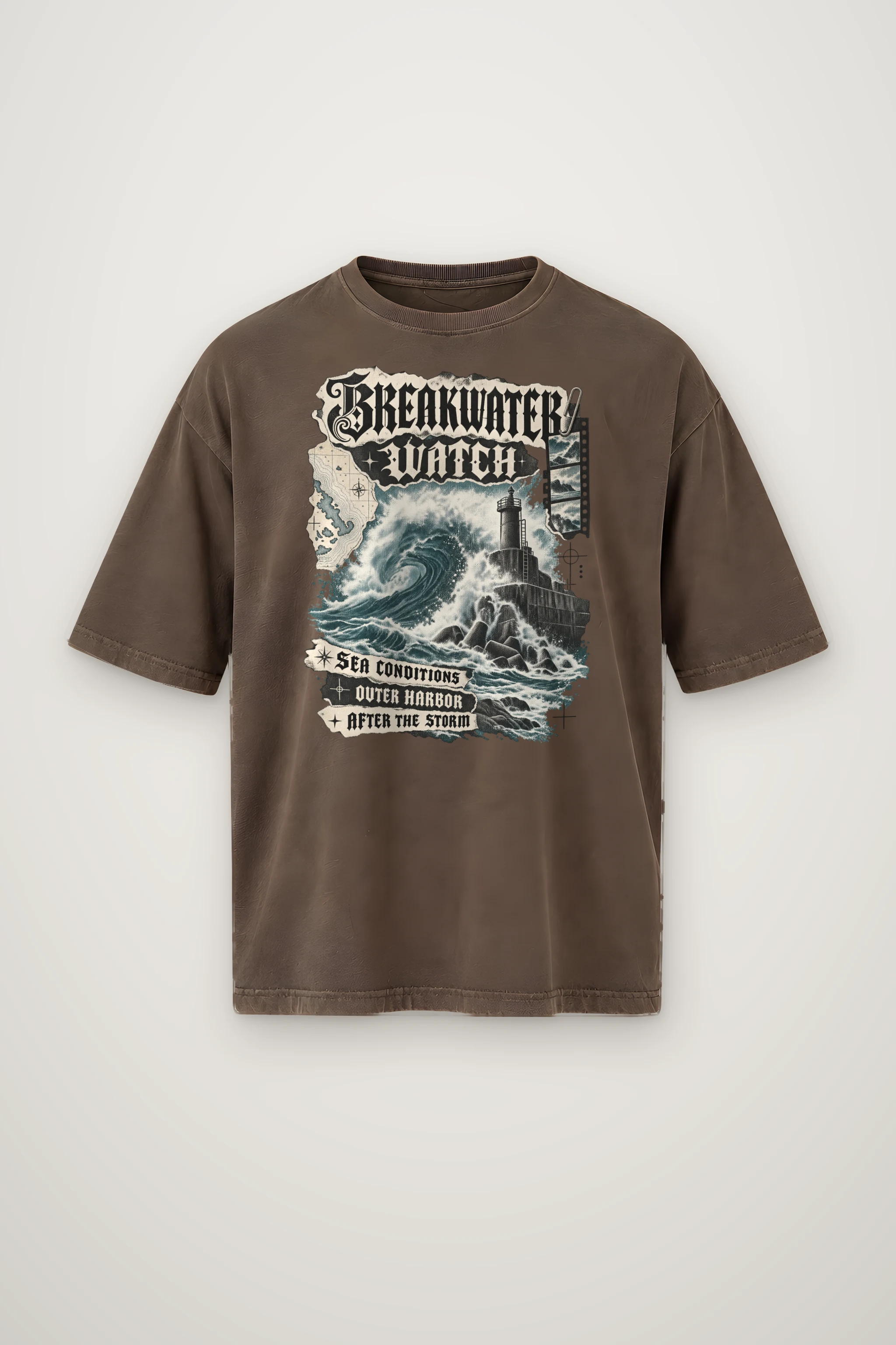 "Breakwater Diary" Men's Oversized Heavyweight Crewneck T-Shirt