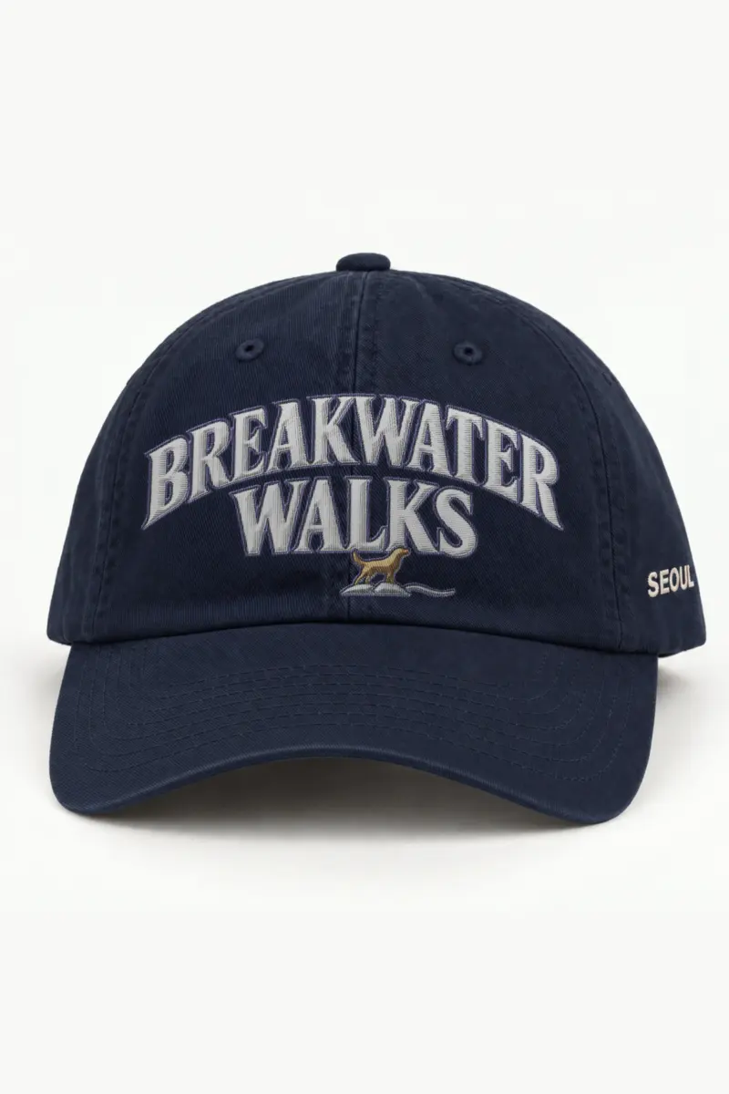 "Breakwater Walks" Classic Dad Hat · Embroidered — navy/cap-front