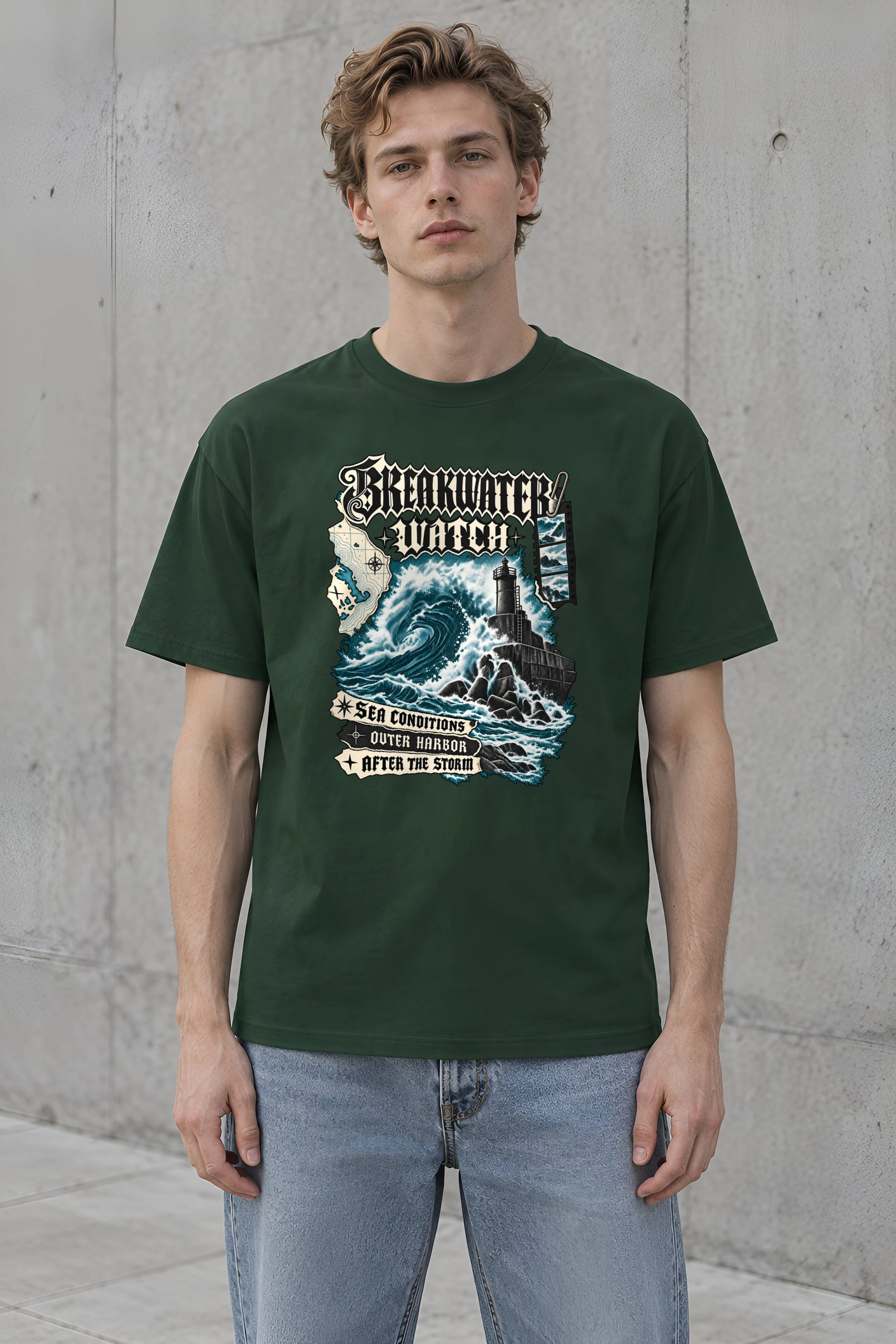 "Breakwater Watch" Heavyweight Unisex Crewneck T-shirt