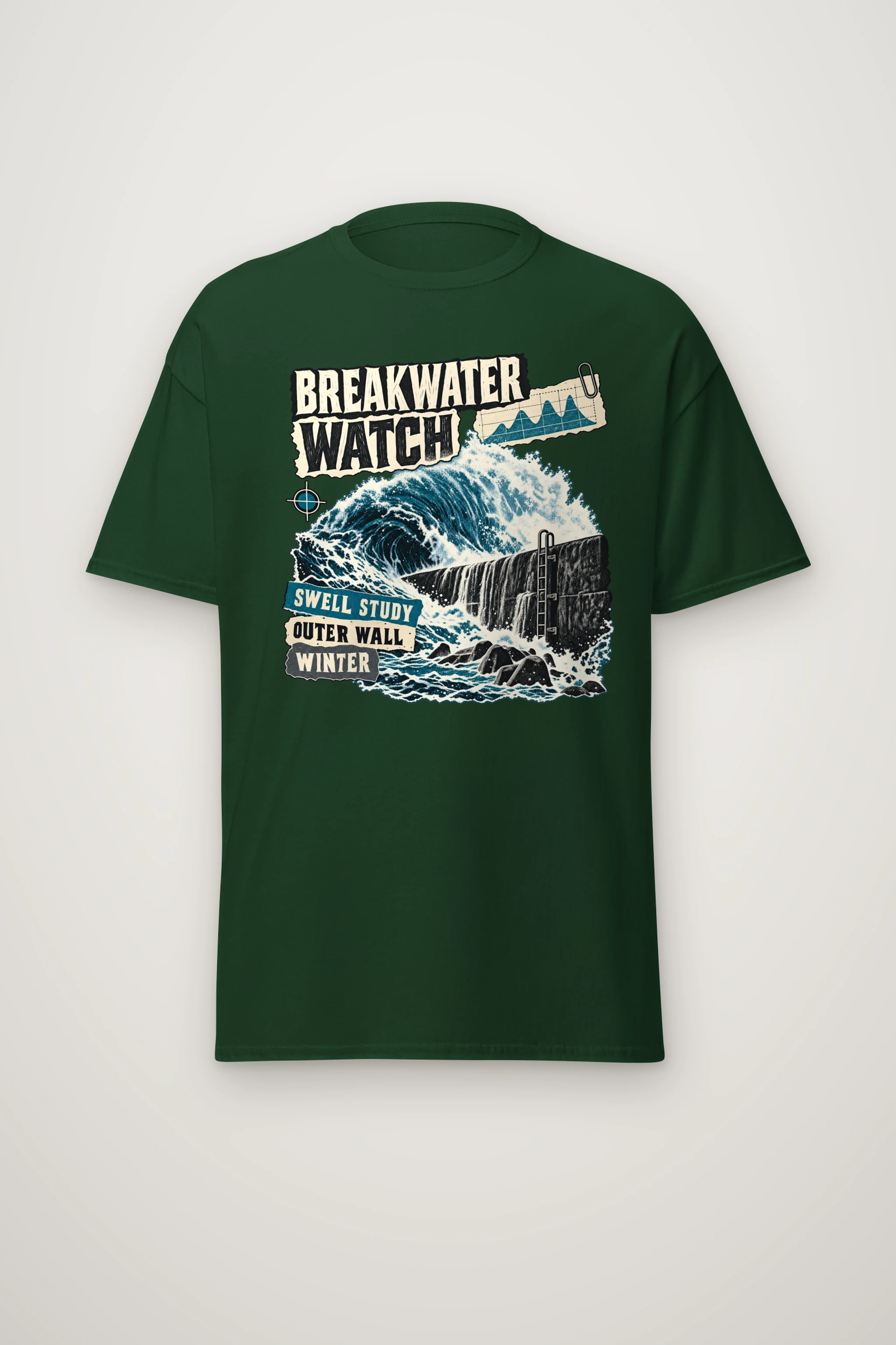 "Breakwater Watch Swell Study" Heavyweight Unisex Crewneck T-shirt