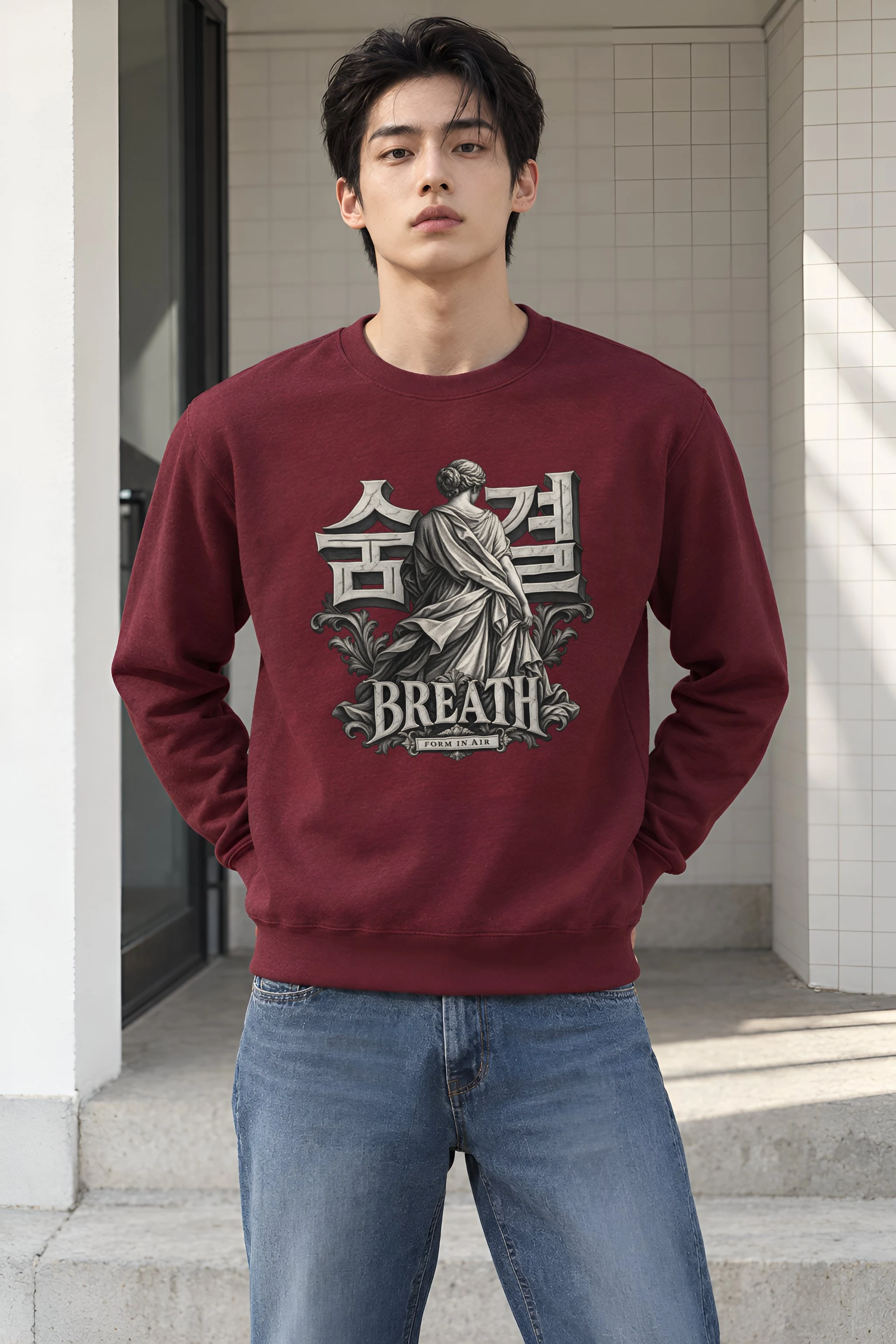 "Breath Form In Air" Heavy Blend Unisex Crewneck Sweatshirt