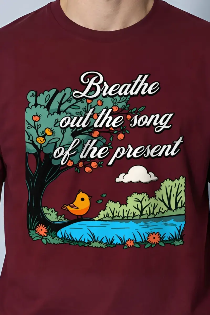 "Breathe Out The Song" Heavyweight Unisex Crewneck T-shirt - the graphic up close