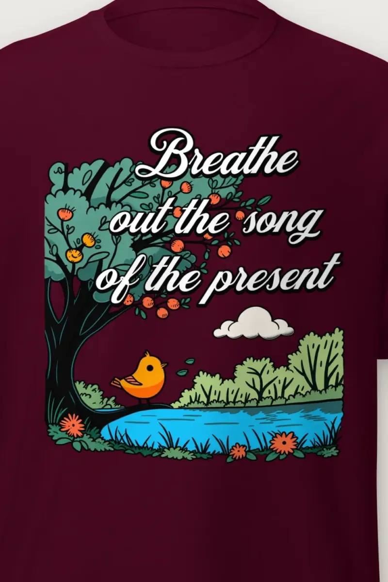 "Breathe Out The Song" Heavyweight Unisex Crewneck T-shirt - the graphic up close