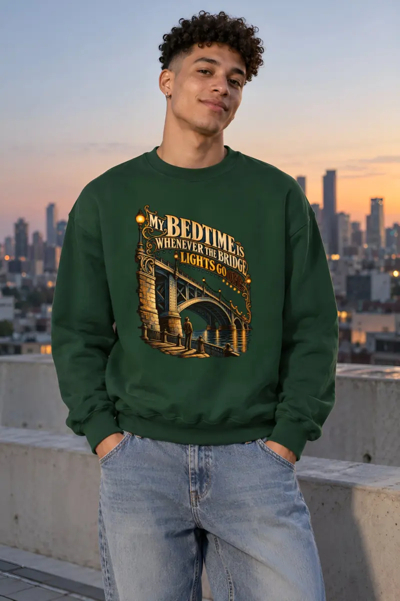 “Bridge Lights Bedtime” Unisex Crewneck Sweatshirt