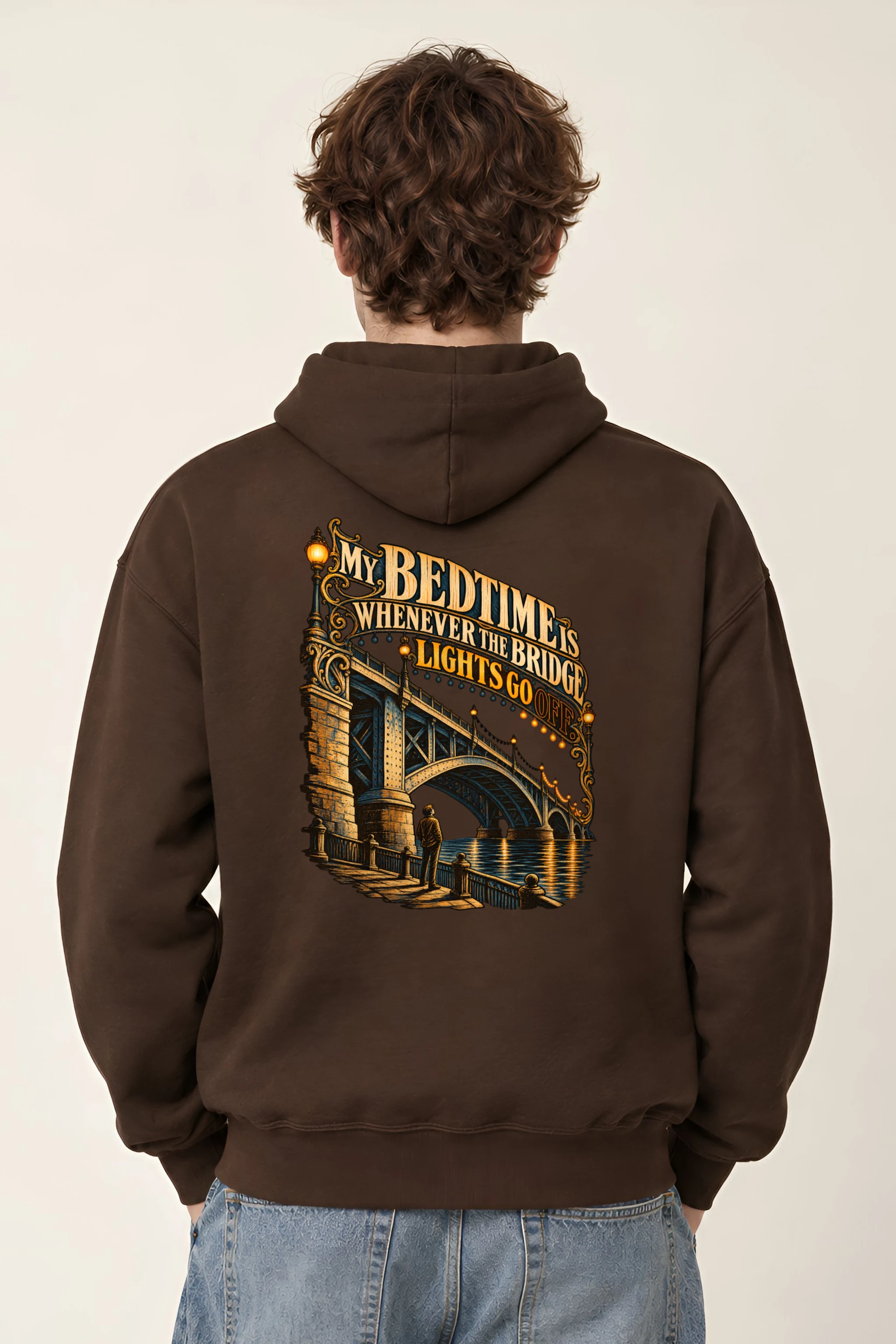"Bridge Lights Bedtime" Unisex Pullover Hoodie