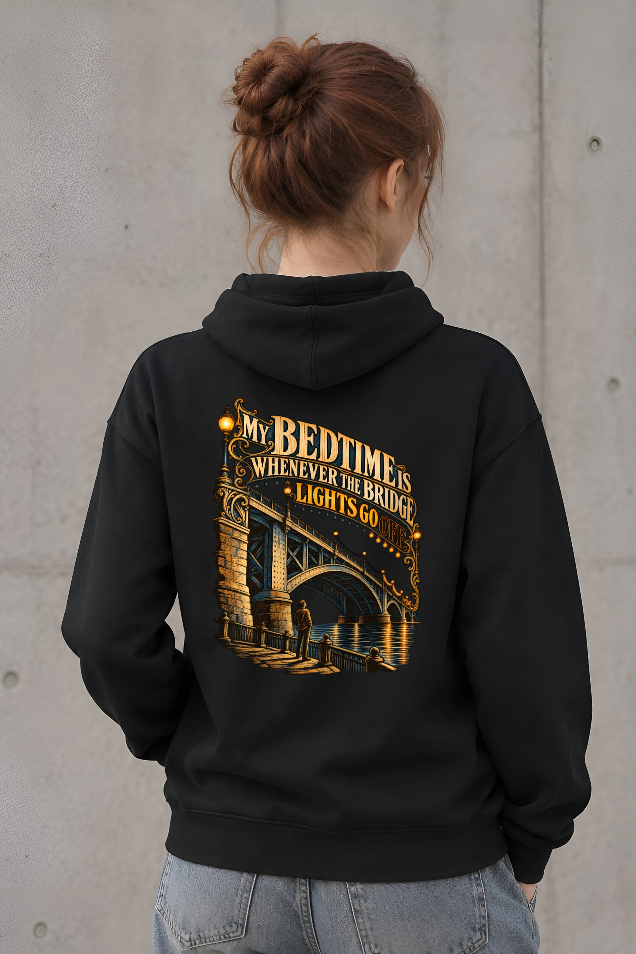 "Bridge Lights Bedtime" Unisex Pullover Hoodie