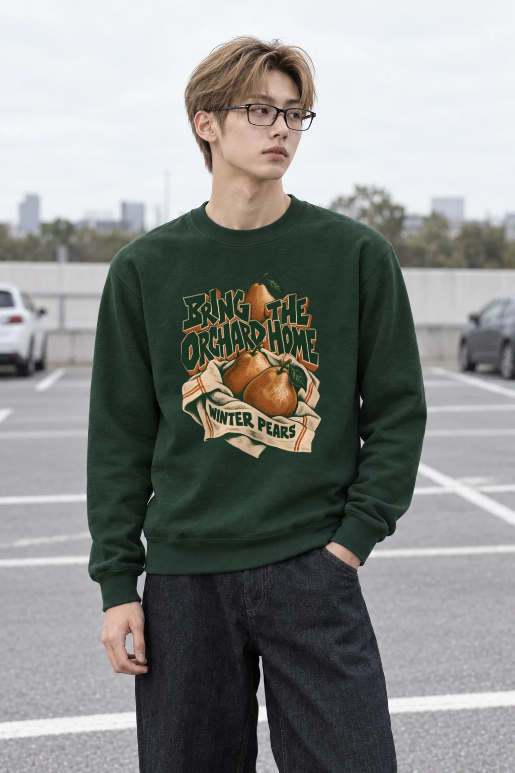 "BRING THE ORCHARD HOME WINTER PEARS" Heavy Blend Unisex Crewneck Sweatshirt
