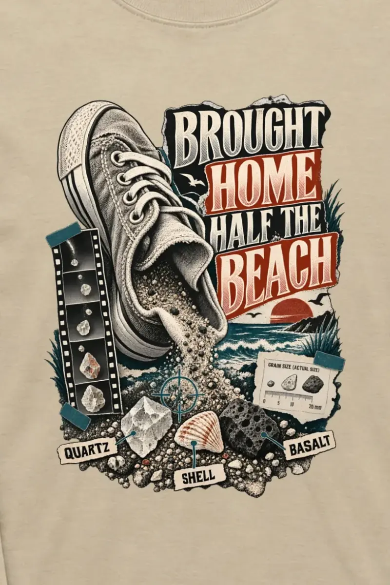 "Brought Home Half The Beach" Unisex Longsleeve T-shirt - the graphic up close