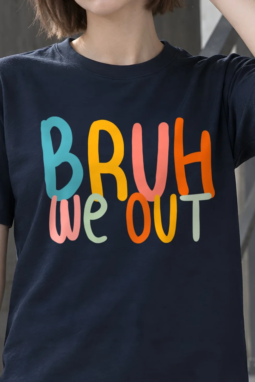 "Bruh We Out" Heavyweight Unisex Crewneck T-shirt - the graphic up close