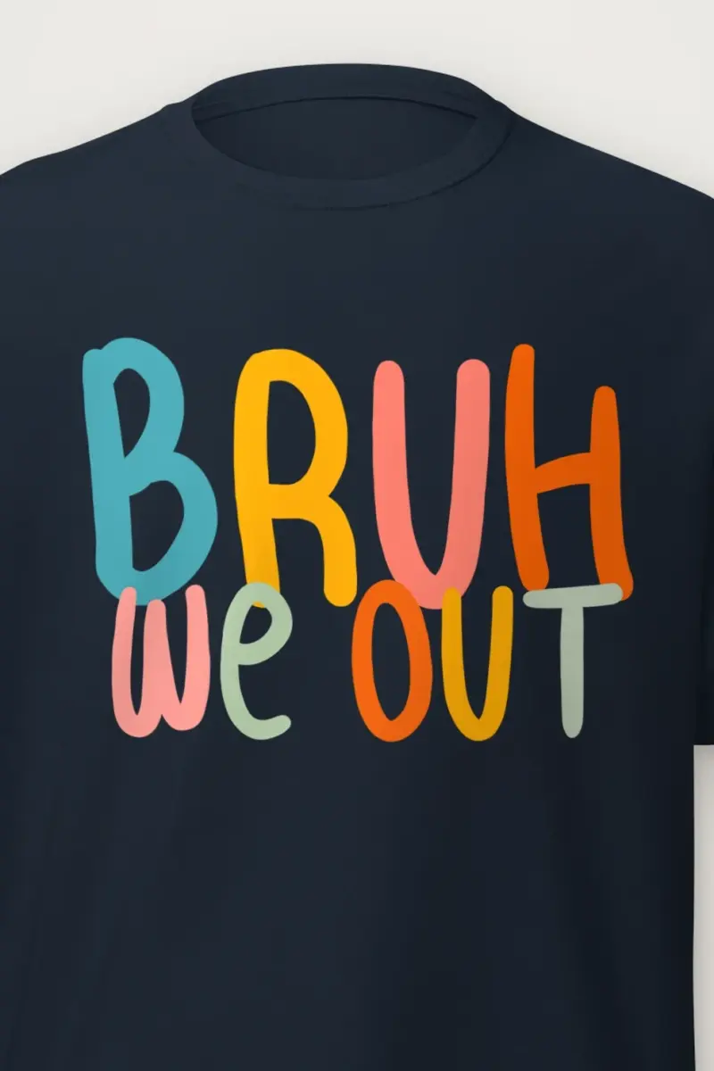 "Bruh We Out" Heavyweight Unisex Crewneck T-shirt - the graphic up close