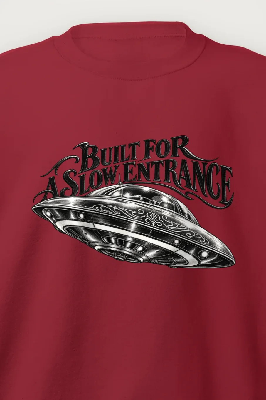 "Built for a Slow Entrance" Heavy Blend Unisex Crewneck Sweatshirt - the graphic up close