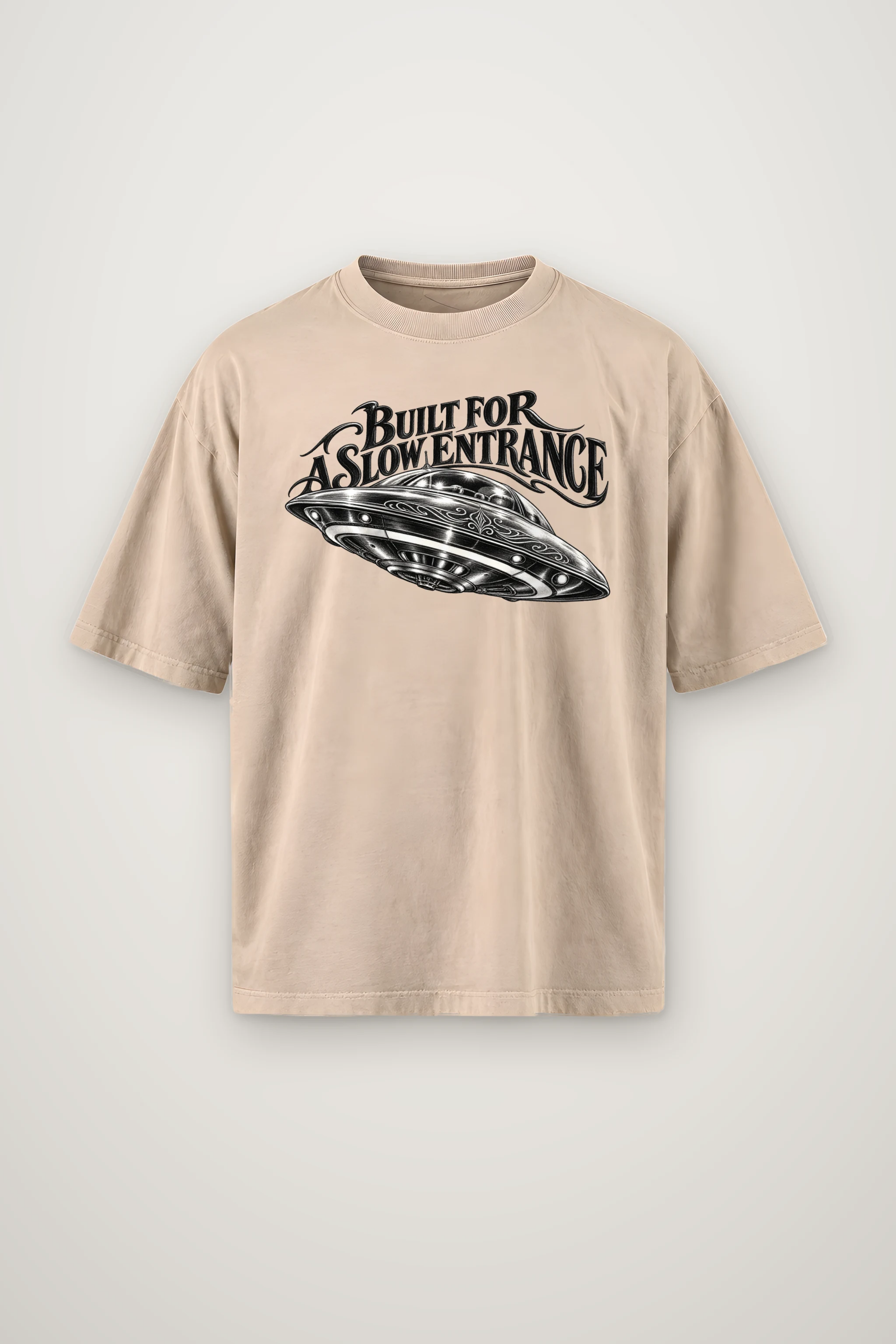 "Built for a Slow Entrance" Men's Oversized Heavyweight Crewneck T-Shirt