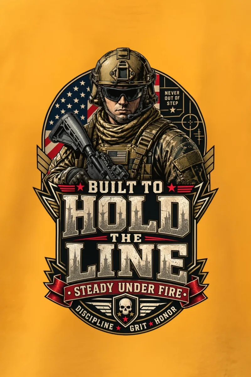 "Built To Hold The Line" 1 Crewneck Sweatshirt - the graphic up close