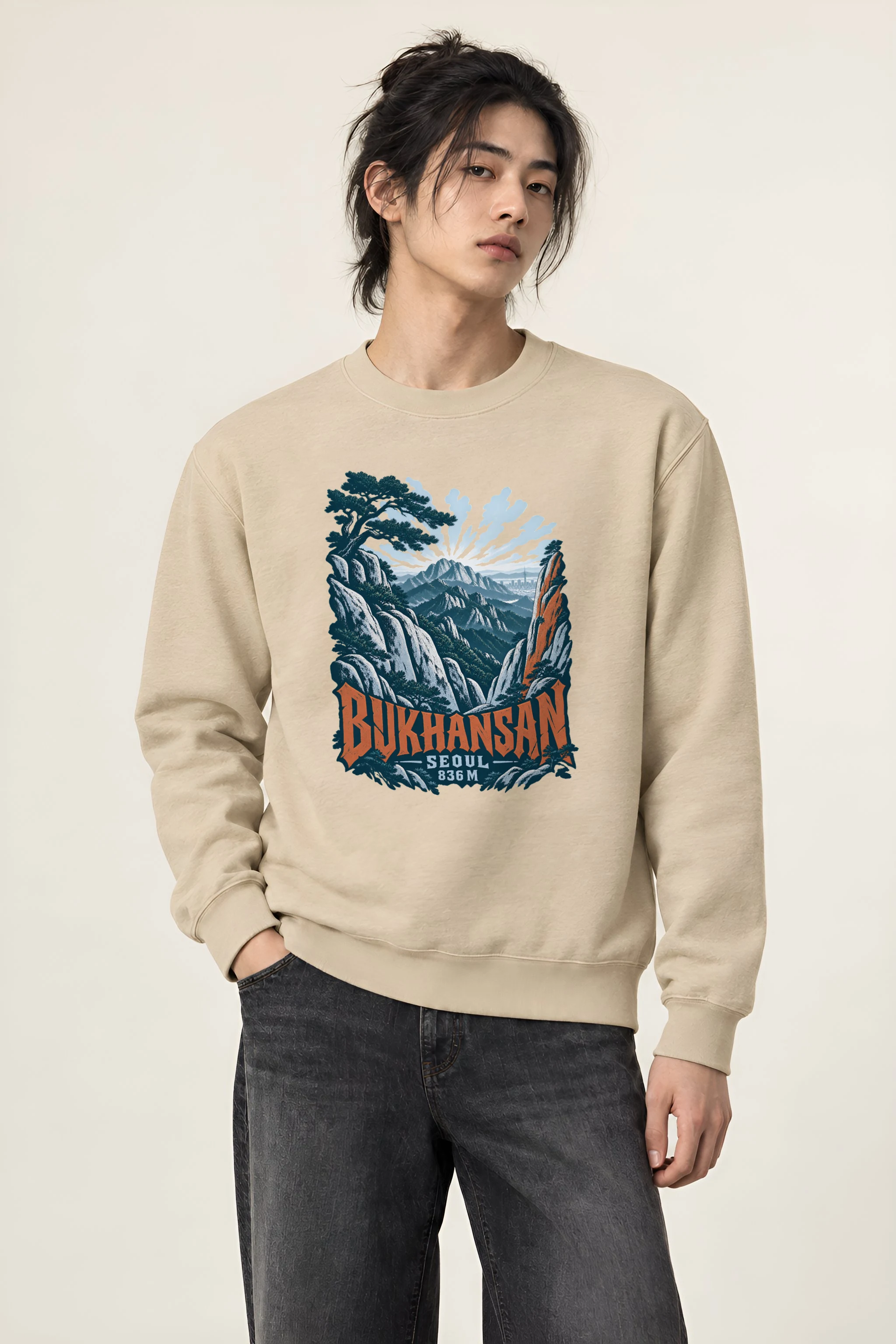 "Bukhansan Granite Window" Heavy Blend Unisex Crewneck Sweatshirt