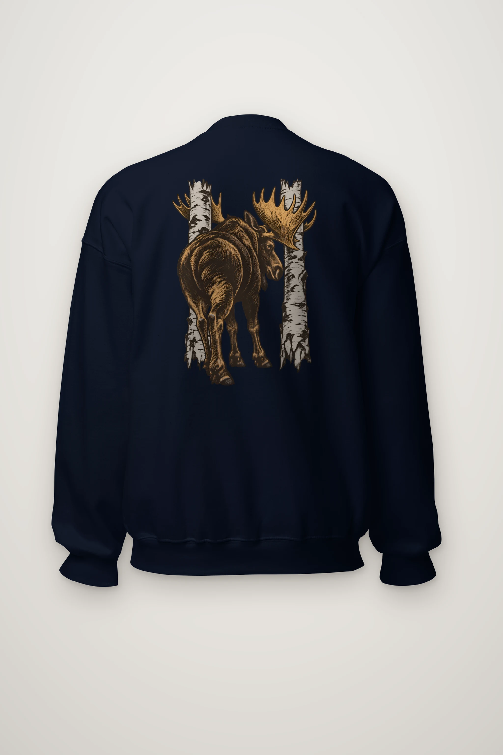 "Bull Moose Between Birches" Heavy Blend Unisex Crewneck Sweatshirt