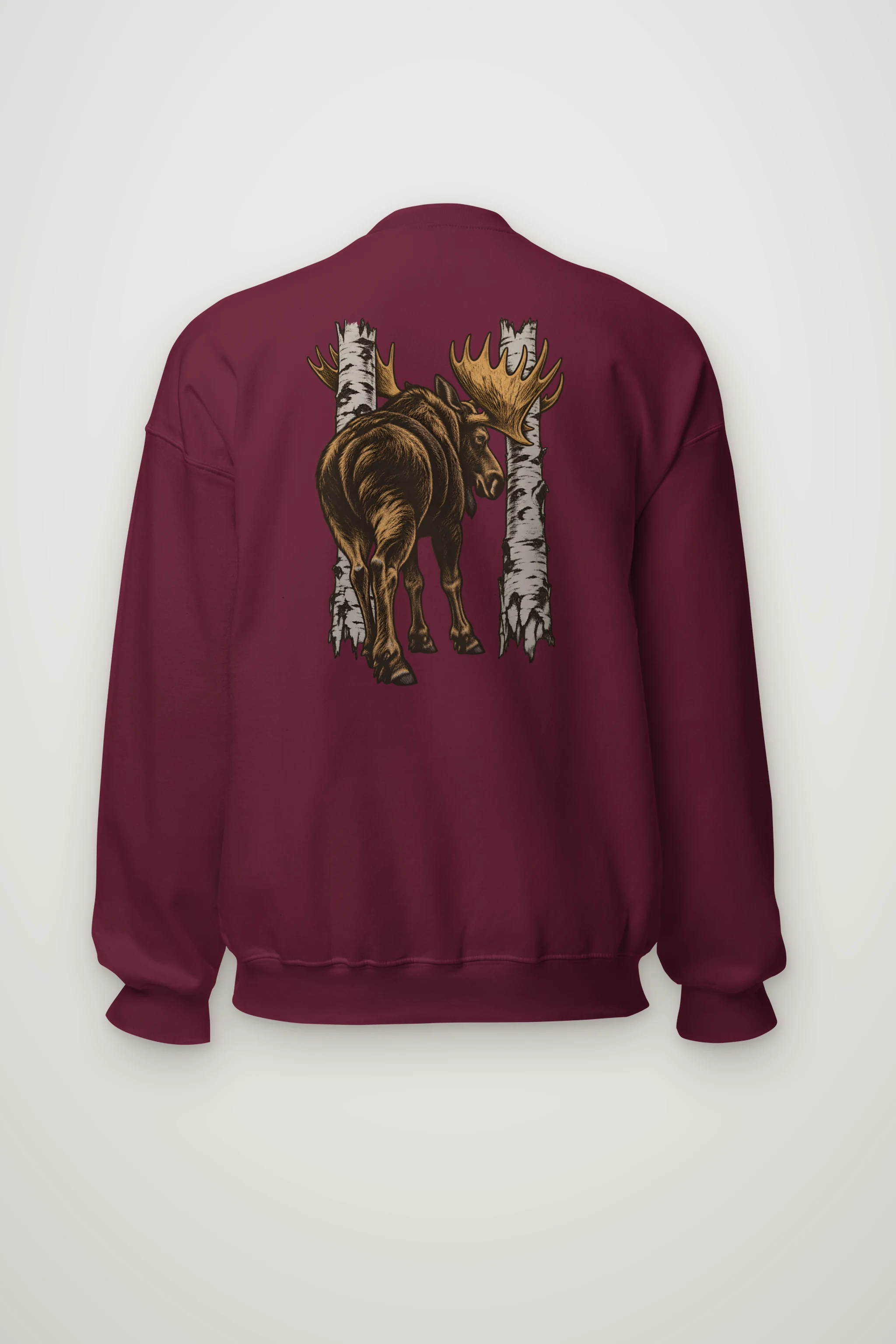 "Bull Moose Between Birches" Heavy Blend Unisex Crewneck Sweatshirt