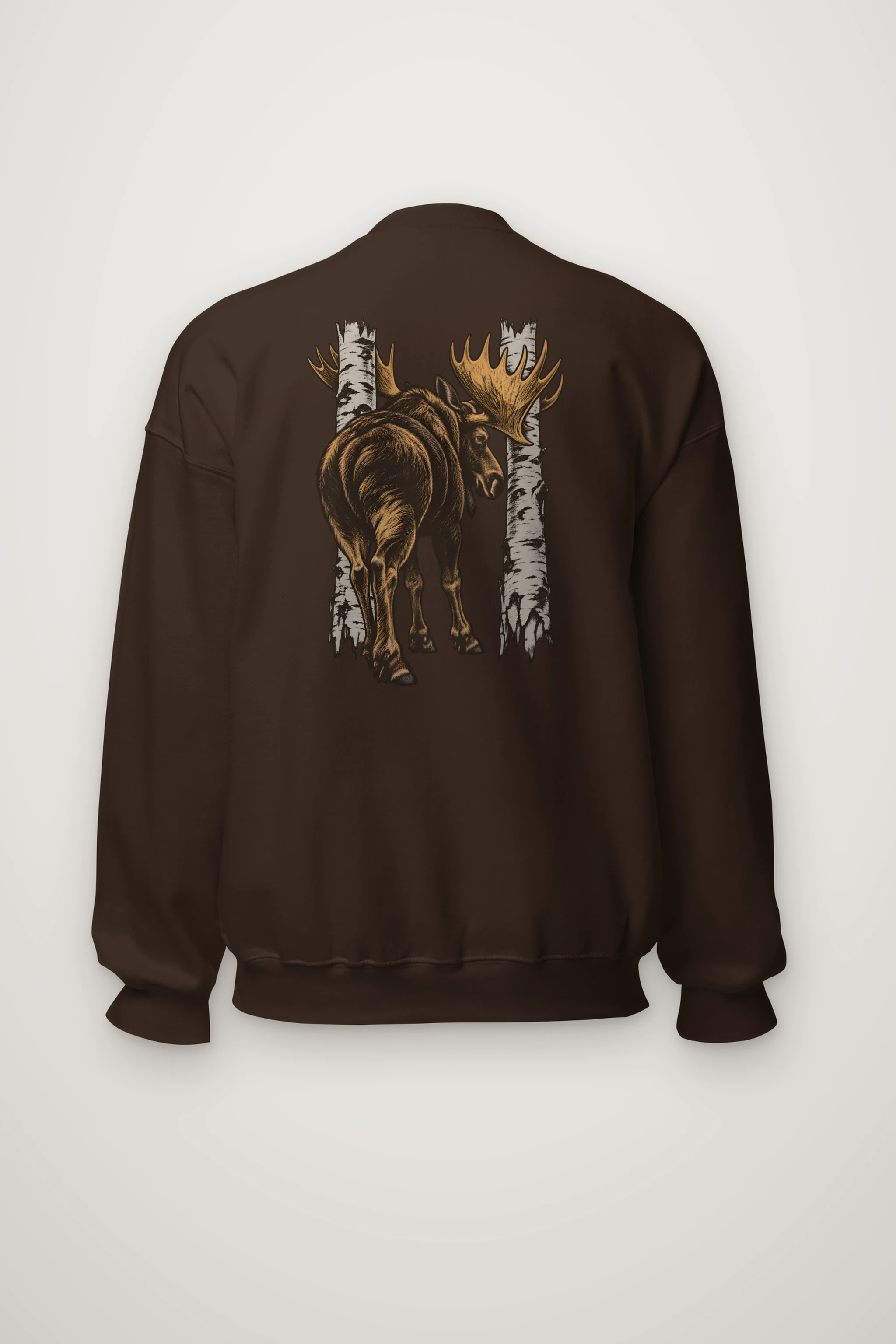 "Bull Moose Between Birches" Heavy Blend Unisex Crewneck Sweatshirt
