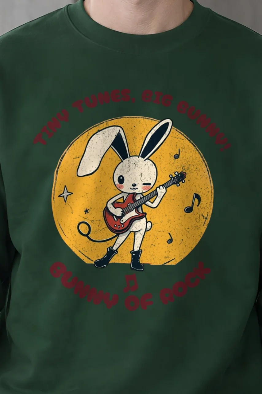 "Bunny Of Rock" 1 Crewneck Sweatshirt - the graphic up close