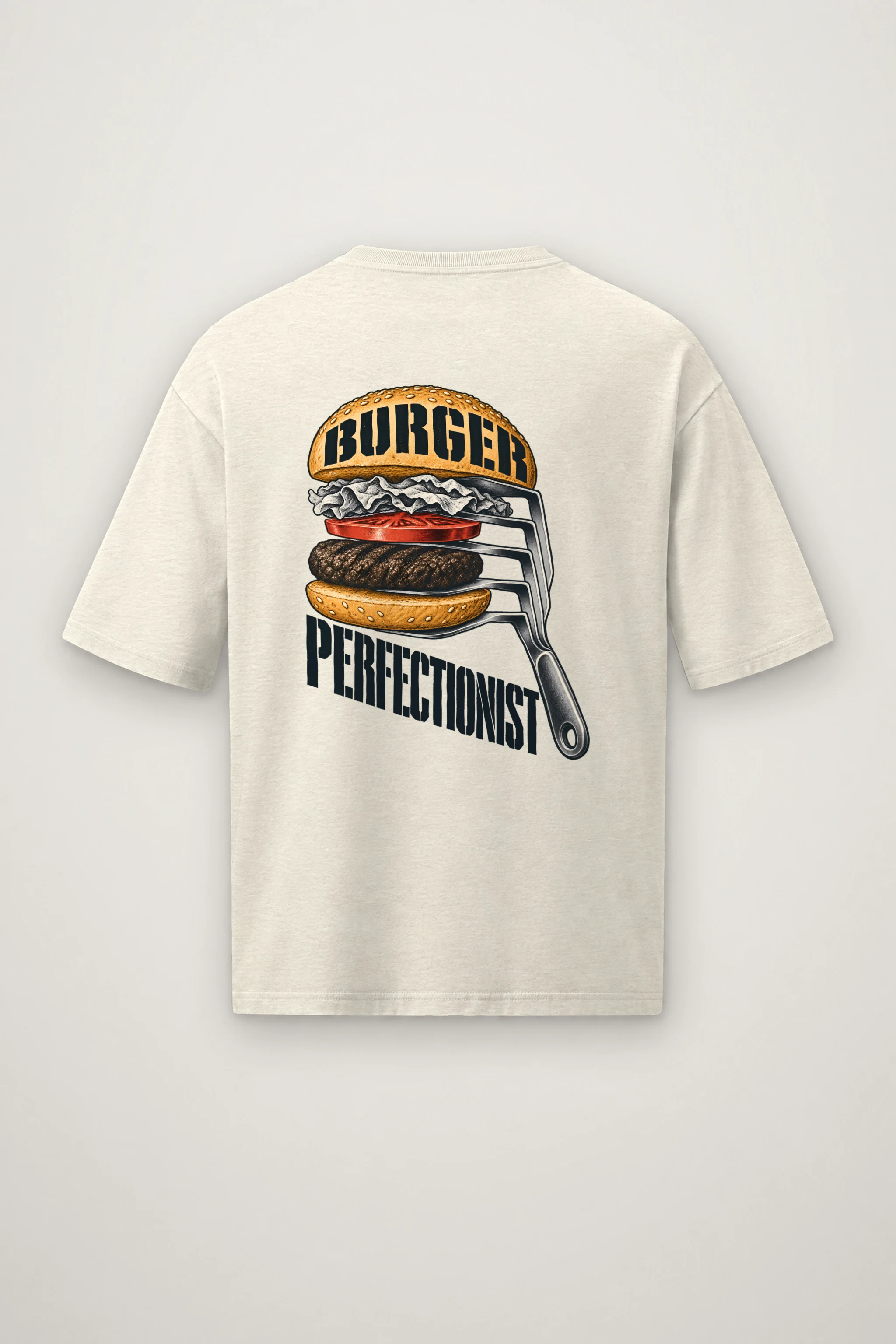 "Burger Perfectionist" Men's Oversized Heavyweight Crewneck T-Shirt