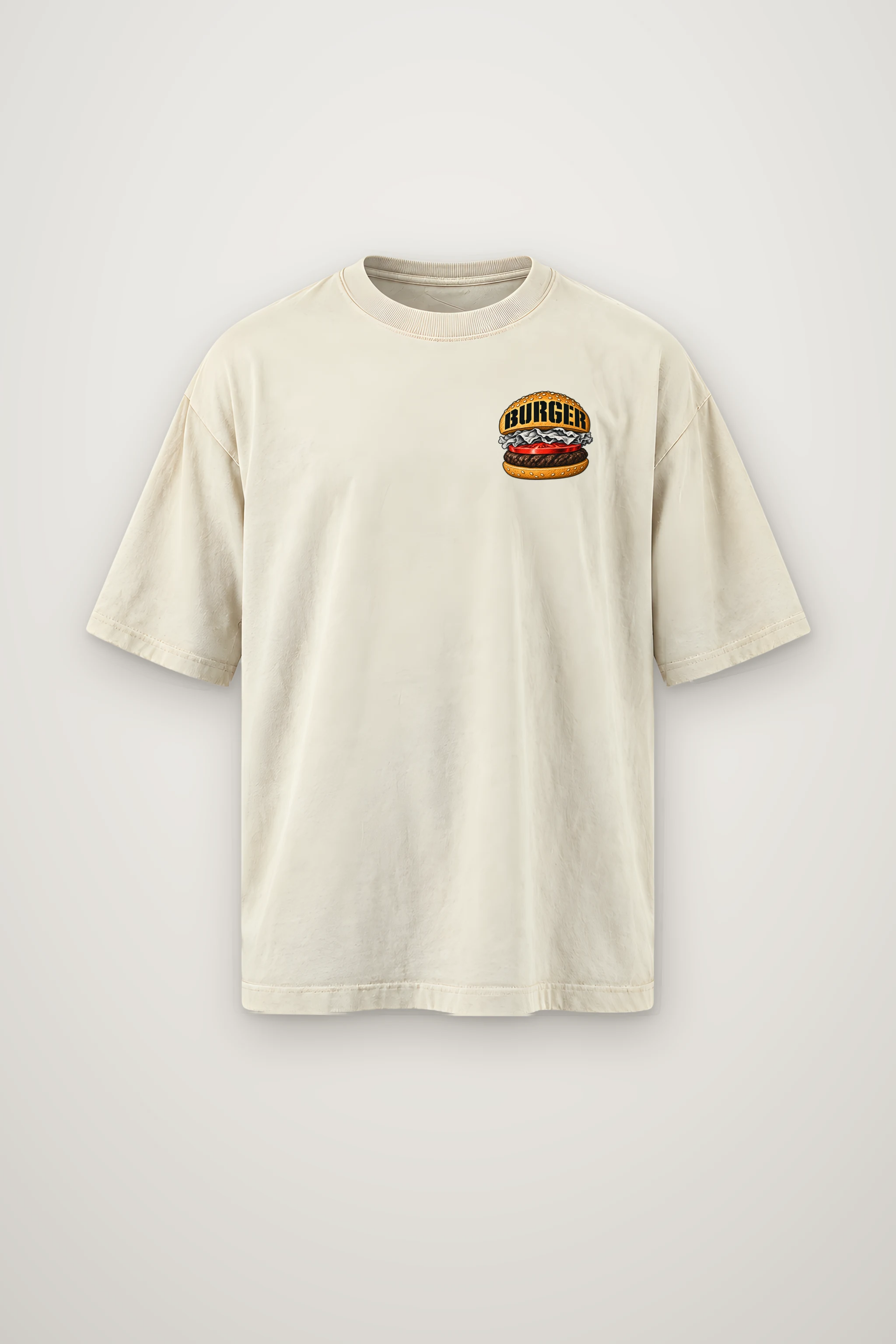 "Burger Perfectionist" Men's Oversized Heavyweight Crewneck T-Shirt