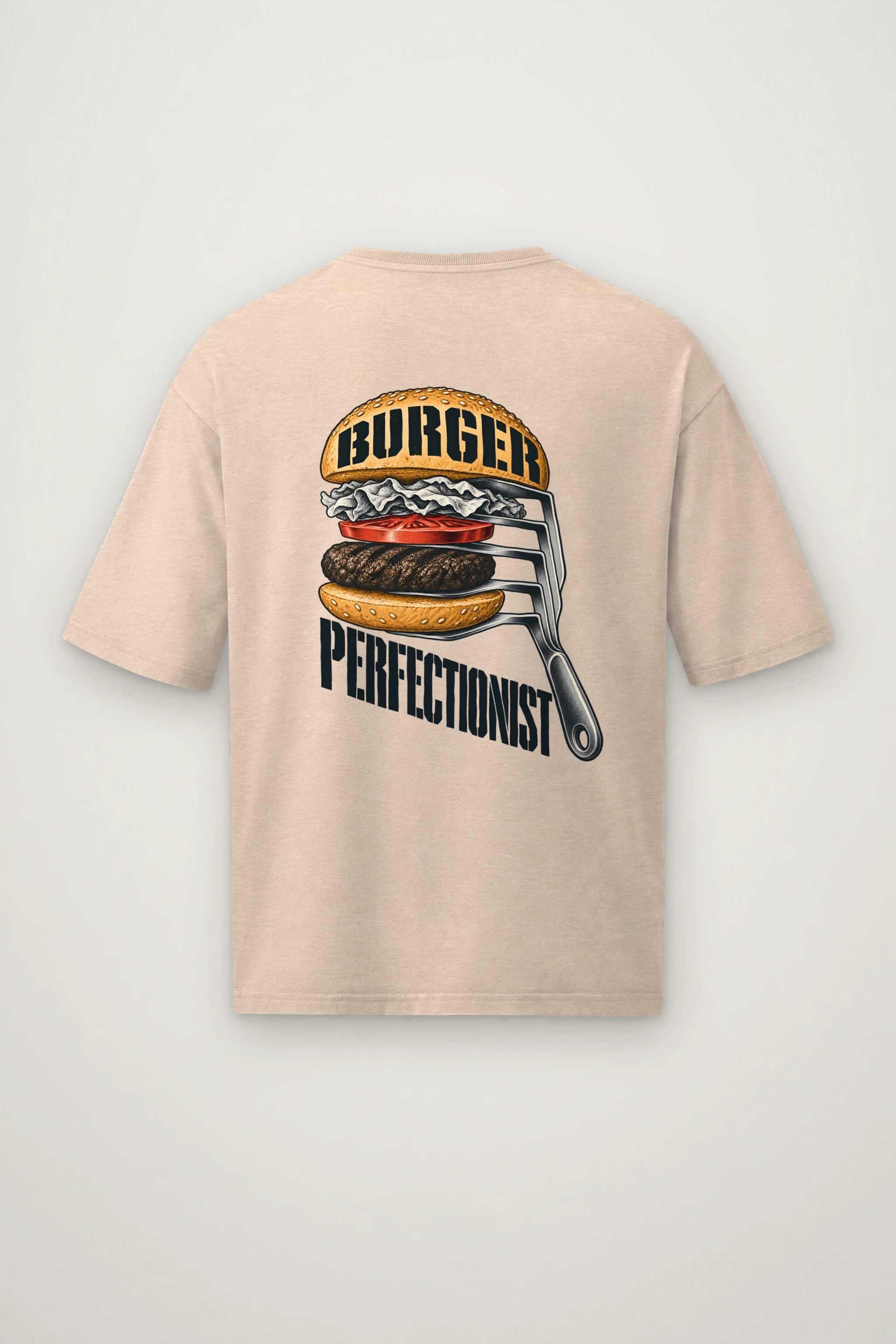 "Burger Perfectionist" Men's Oversized Heavyweight Crewneck T-Shirt