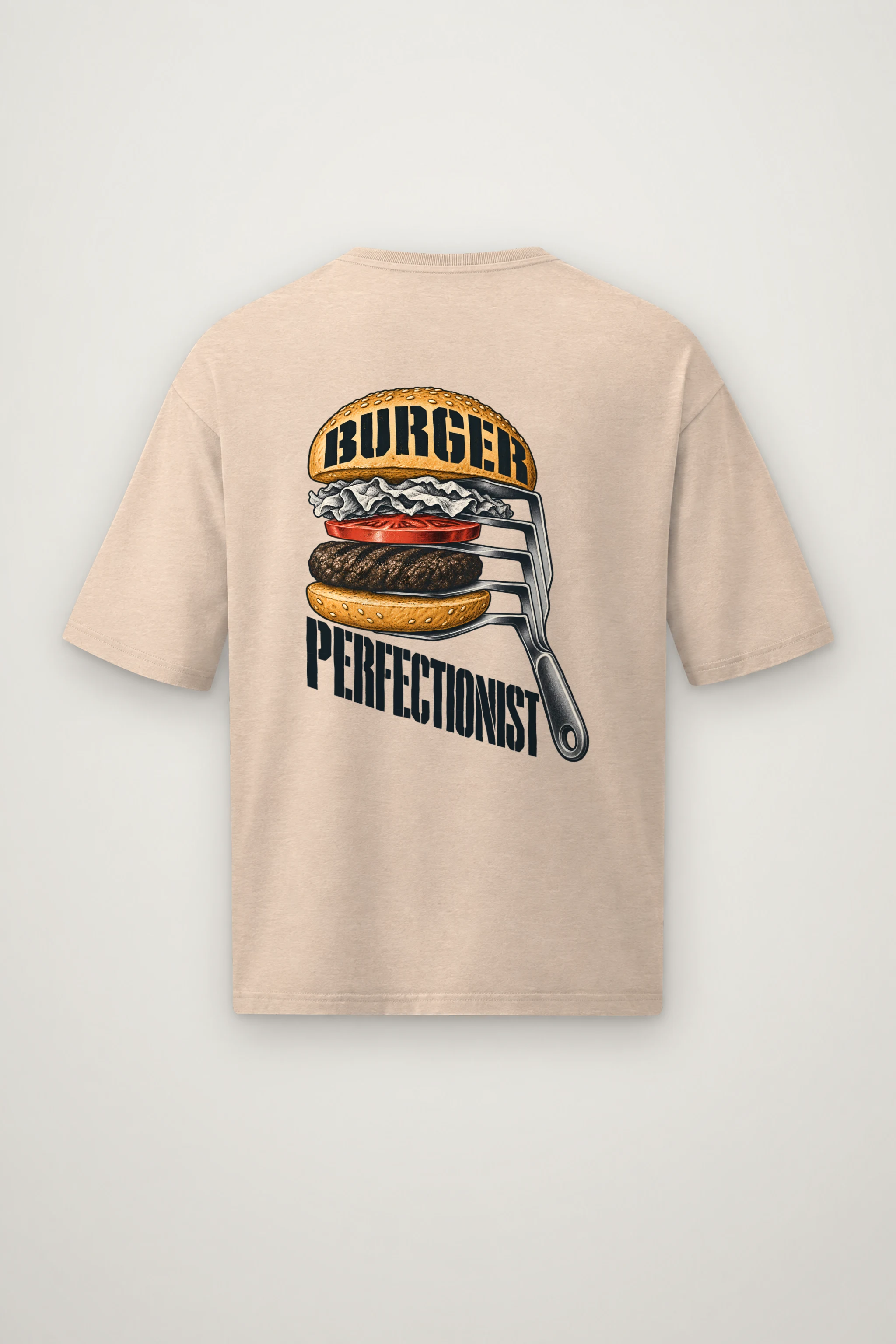 "Burger Perfectionist" Men's Oversized Heavyweight Crewneck T-Shirt