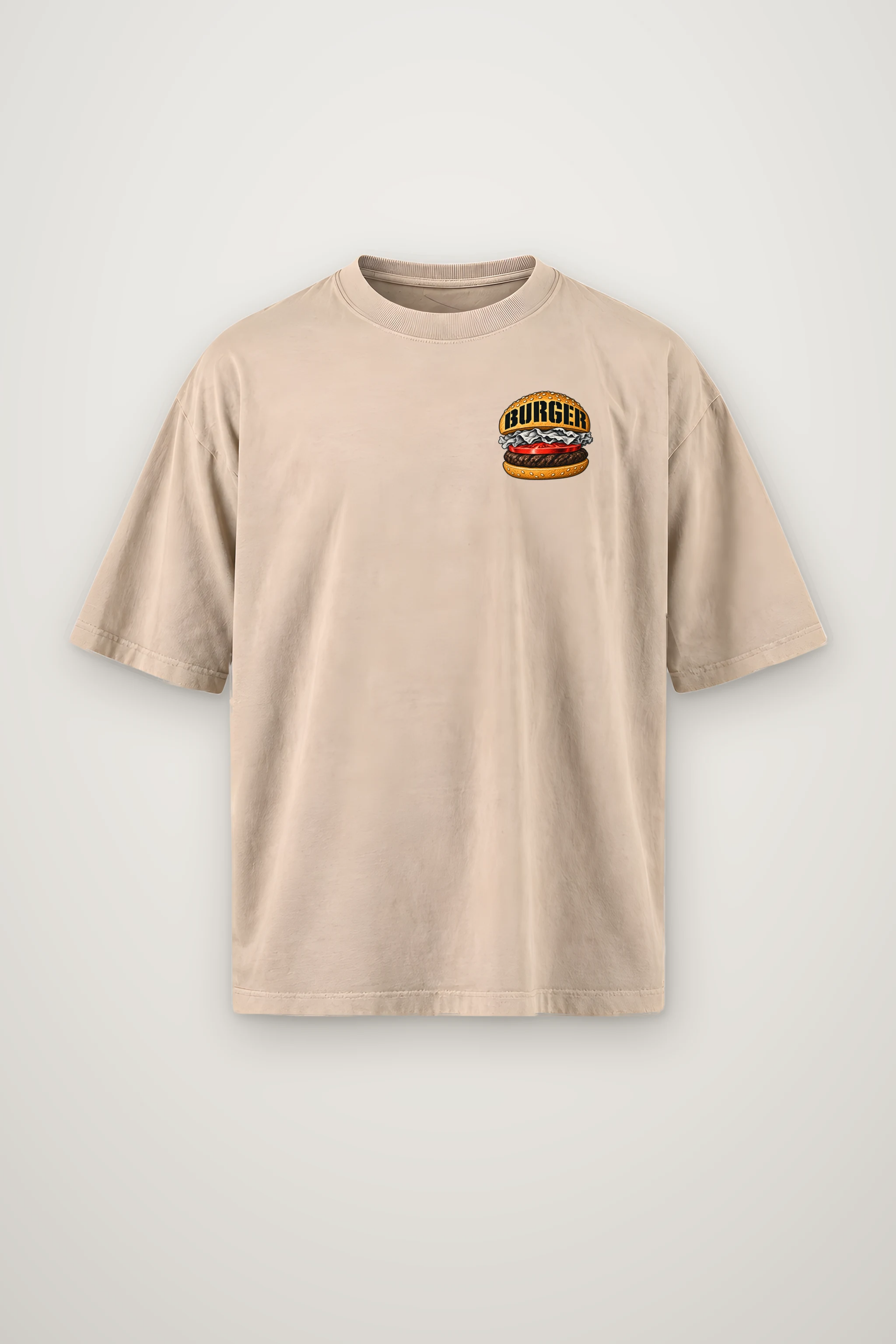 "Burger Perfectionist" Men's Oversized Heavyweight Crewneck T-Shirt