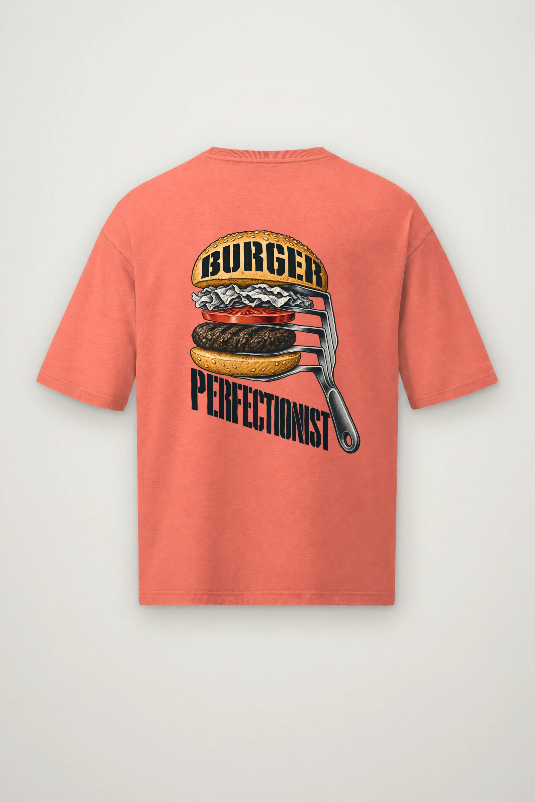 "Burger Perfectionist" Men's Oversized Heavyweight Crewneck T-Shirt