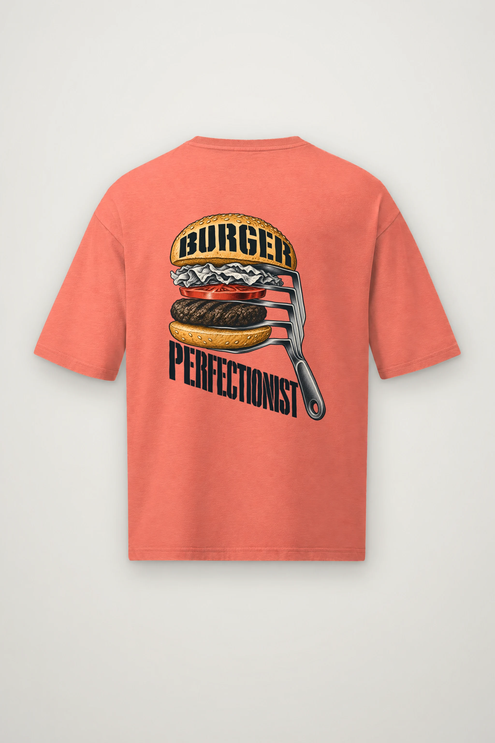 "Burger Perfectionist" Men's Oversized Heavyweight Crewneck T-Shirt
