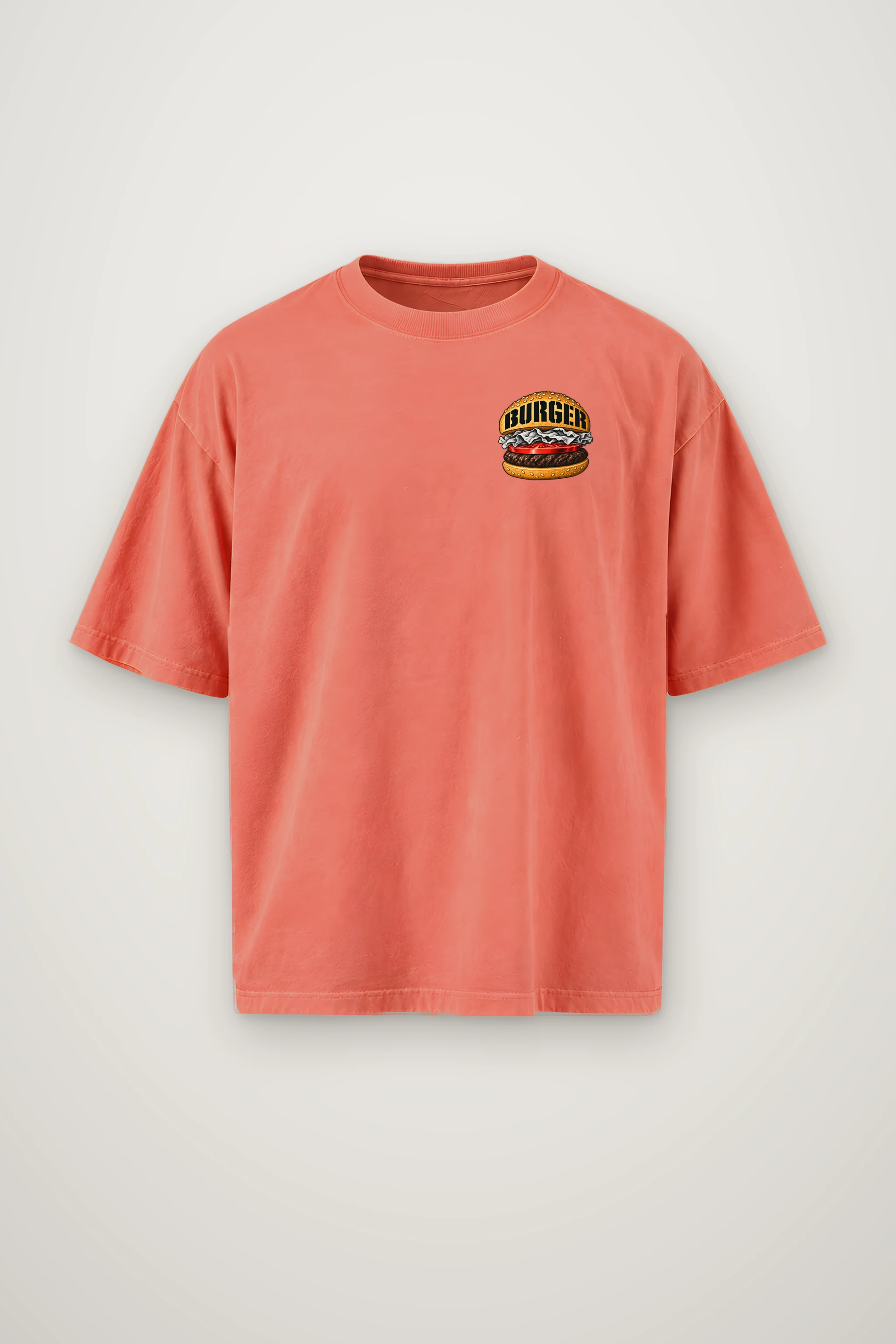 "Burger Perfectionist" Men's Oversized Heavyweight Crewneck T-Shirt