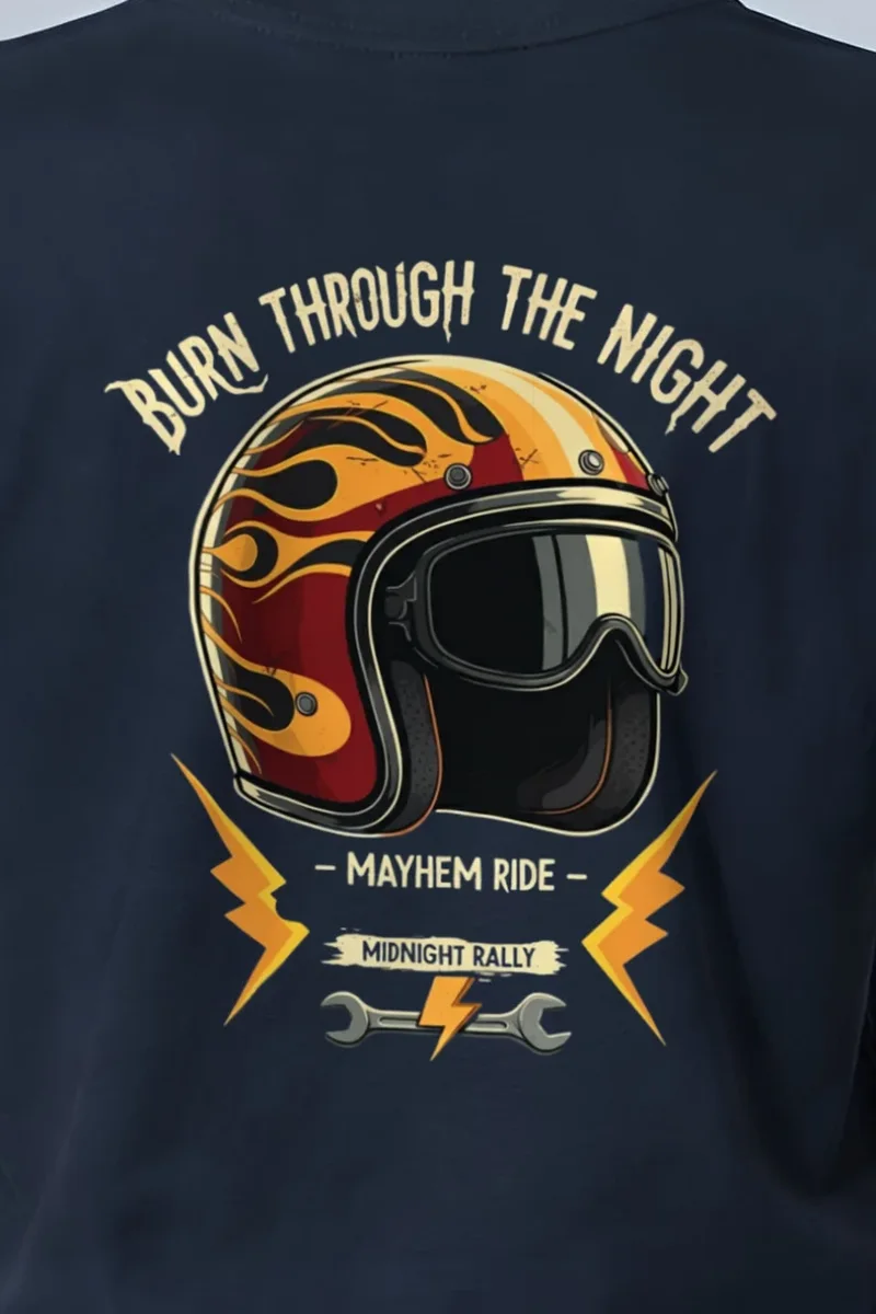"Burn Through The Night" Heavyweight Unisex Crewneck T-shirt - the graphic up close