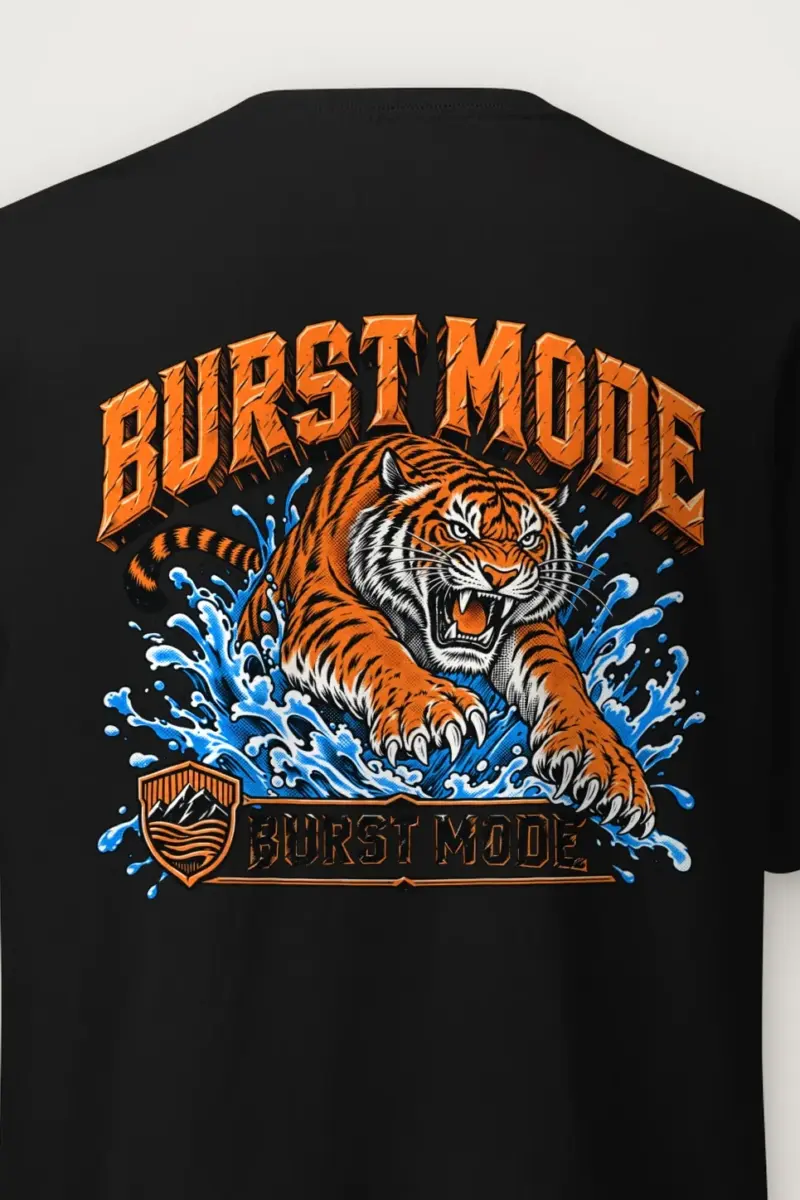 "Burst Mode" Heavyweight Unisex Crewneck T-shirt - the graphic up close