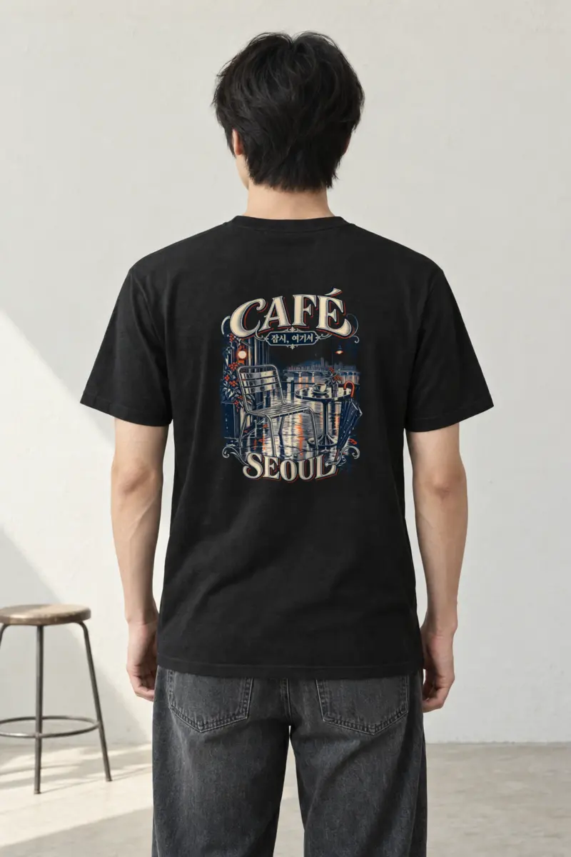 "Café 잠시, 여기서 Seoul" Heavyweight Unisex Crewneck T-shirt