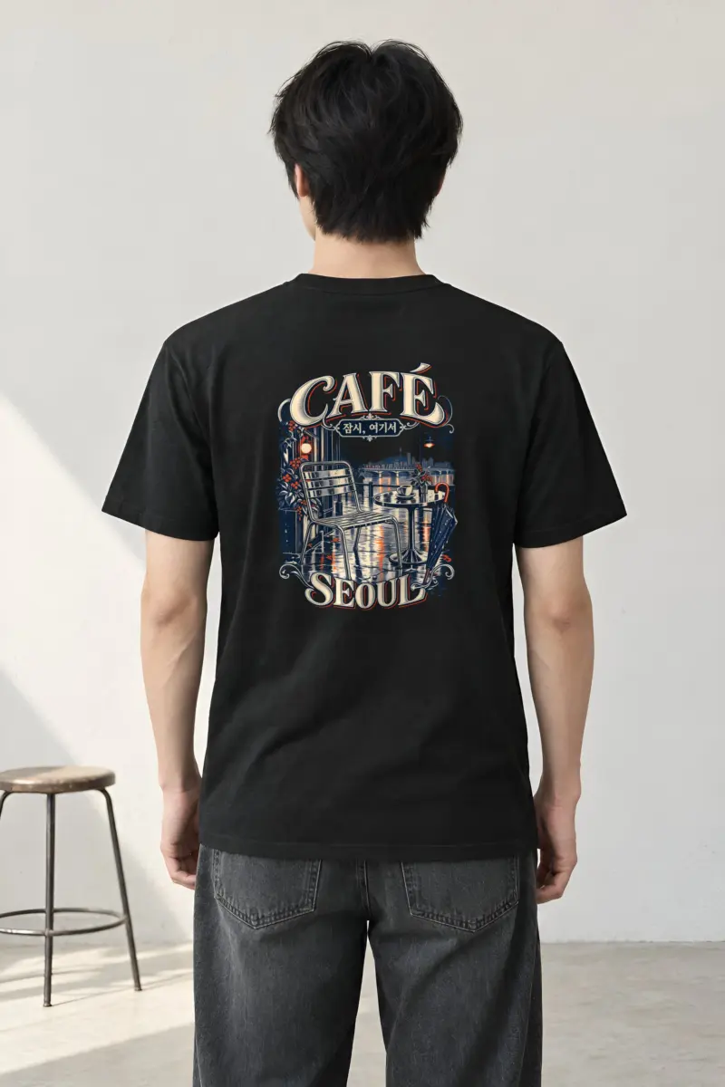 "Café 잠시, 여기서 Seoul" Heavyweight Unisex Crewneck T-shirt