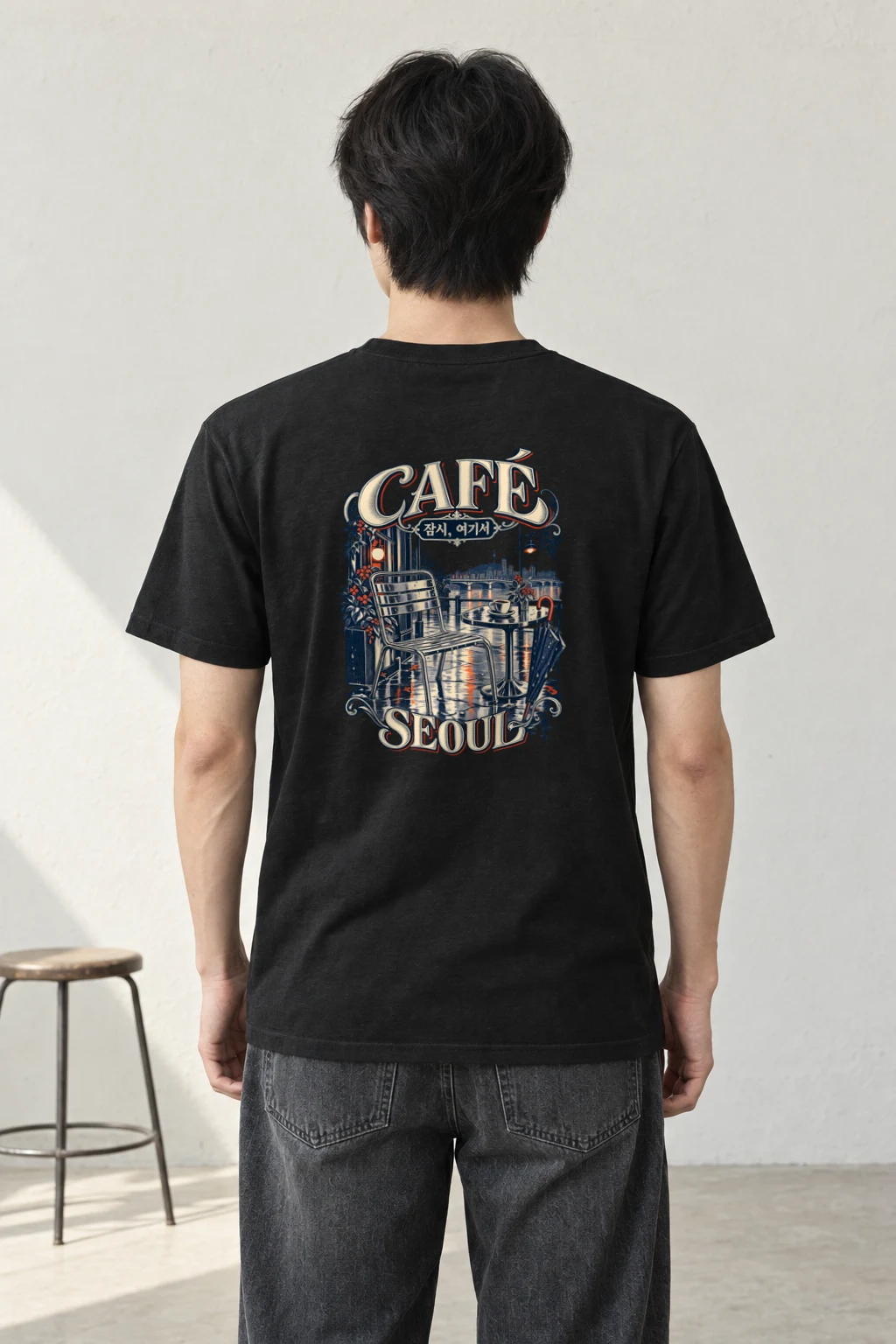"Café 잠시, 여기서 Seoul" Heavyweight Unisex Crewneck T-shirt