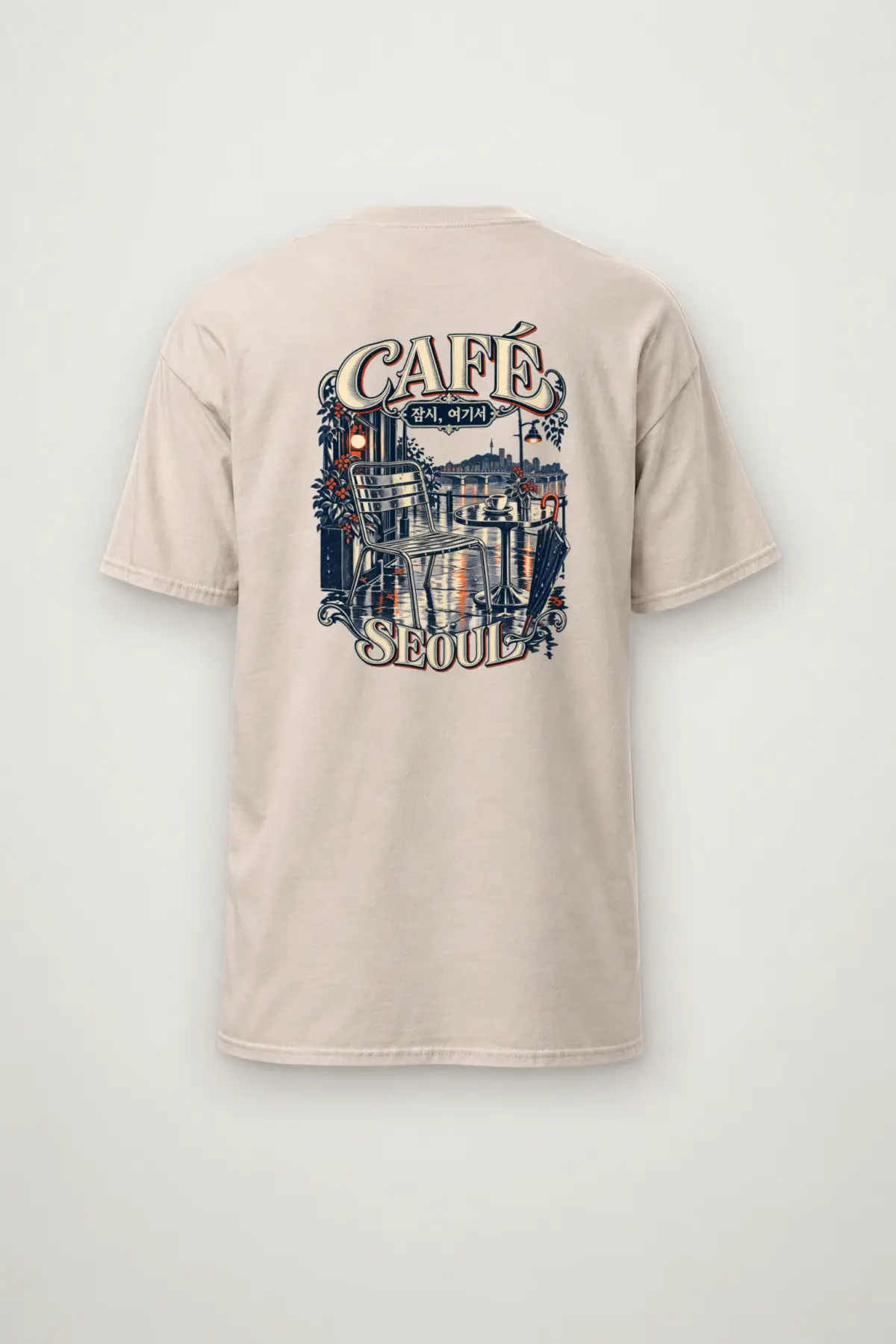 "Café 잠시, 여기서 Seoul" Heavyweight Unisex Crewneck T-shirt
