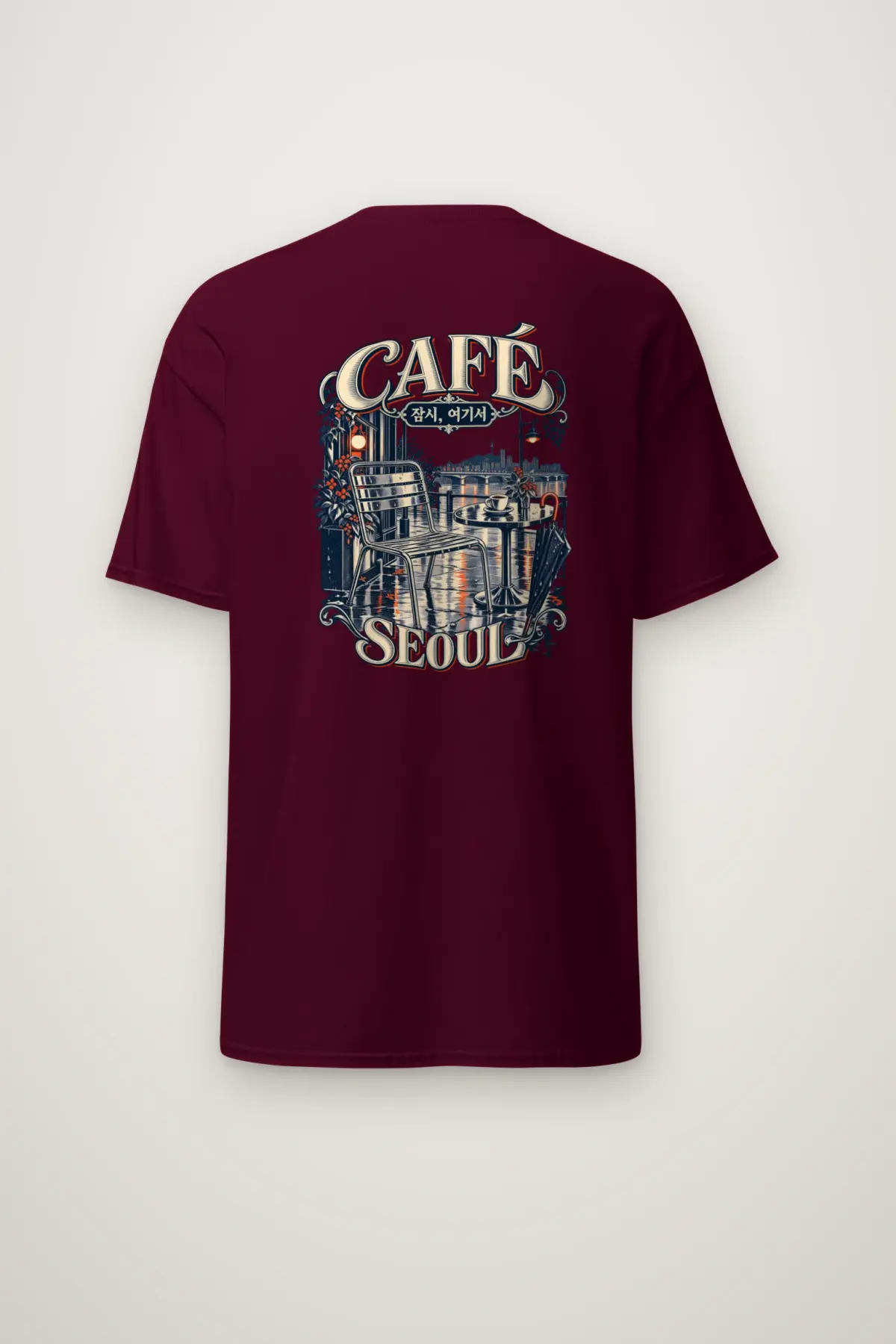 "Café 잠시, 여기서 Seoul" Heavyweight Unisex Crewneck T-shirt