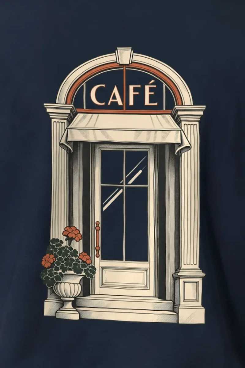 "Café Facade" Heavyweight Unisex Crewneck T-shirt