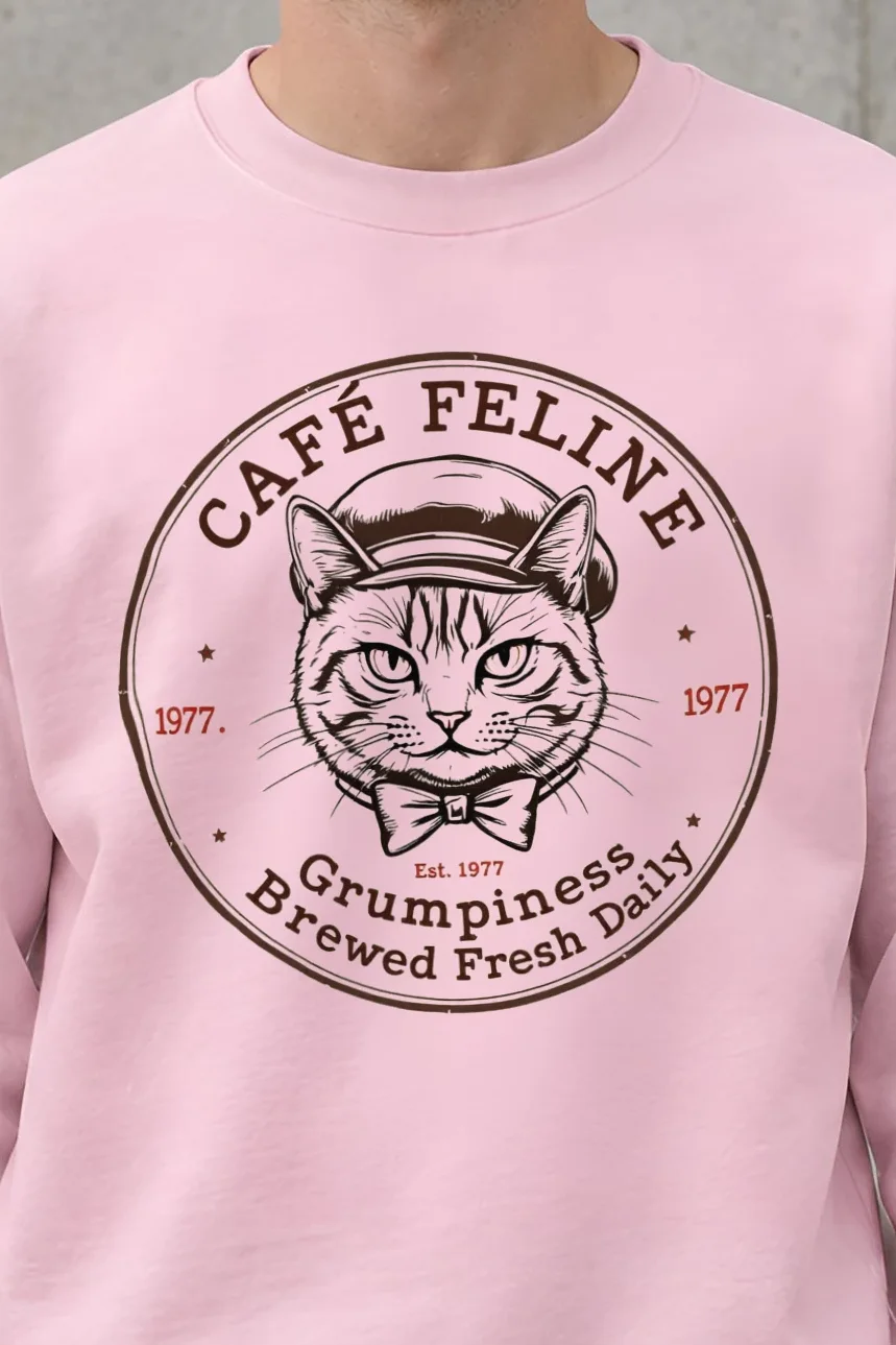 "Cafe Feline 1977" 1 Crewneck Sweatshirt - the graphic up close