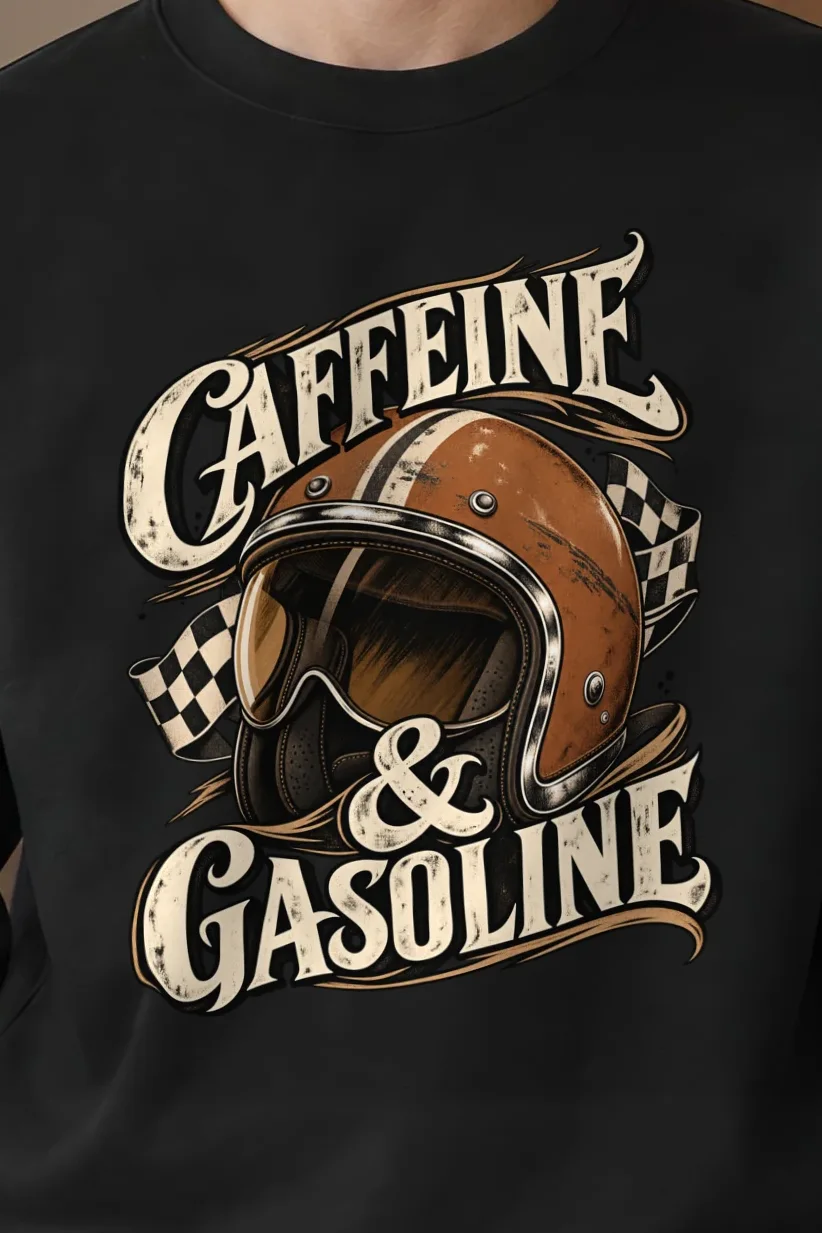 "Caffeine & Gasoline" 1 Crewneck Sweatshirt - the graphic up close