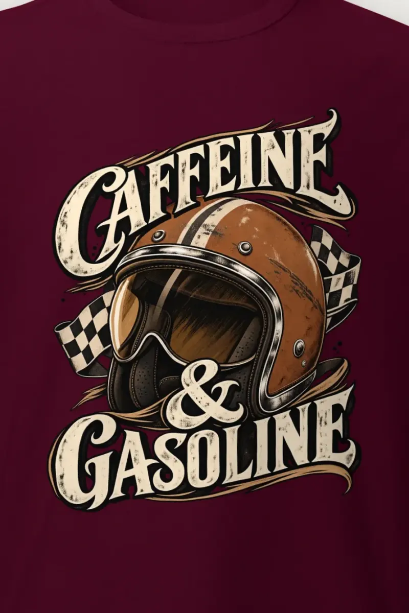 "Caffeine & Gasoline" Heavyweight Unisex Crewneck T-shirt