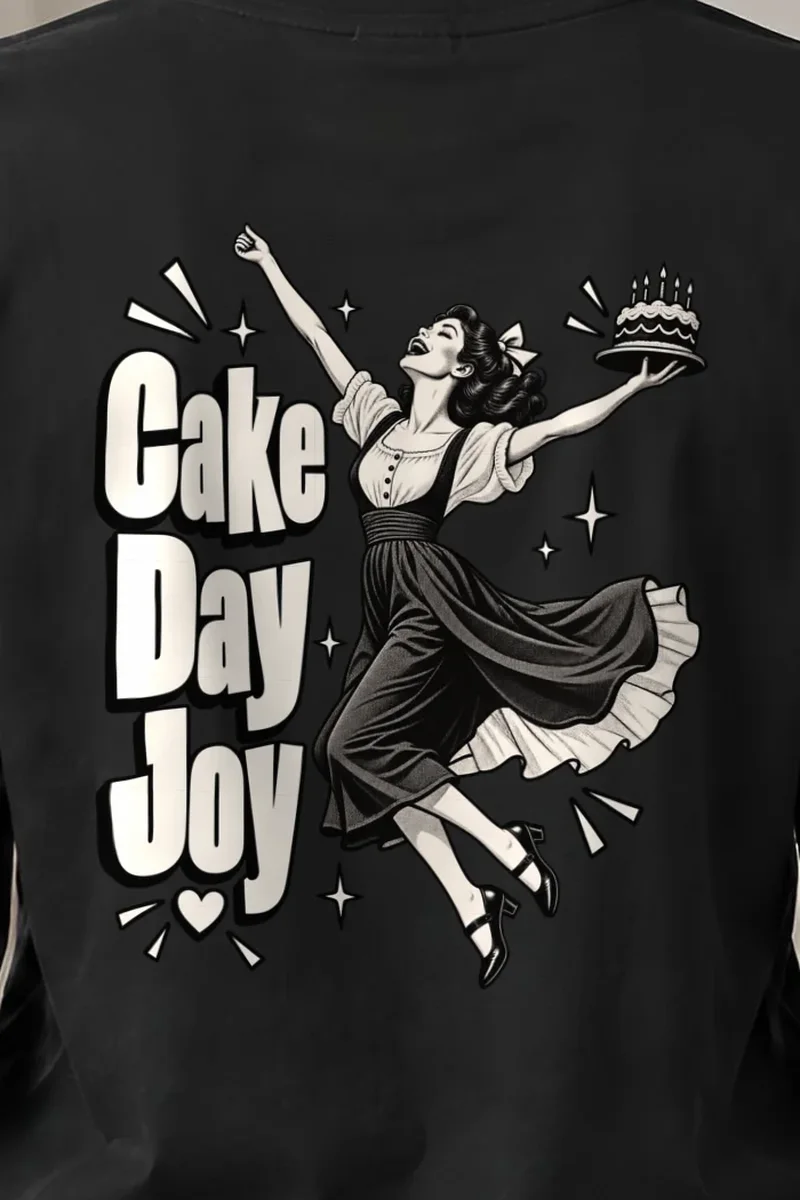 "Cake Day Joy" Unisex Longsleeve T-shirt - the graphic up close