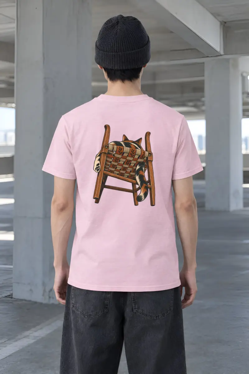 “Calico Cat Woven Chair” Heavyweight Unisex Crewneck T-shirt