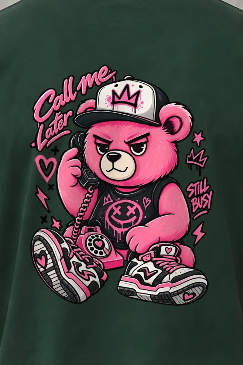 "Call Me Later" Heavyweight Unisex Crewneck T-shirt - the graphic up close