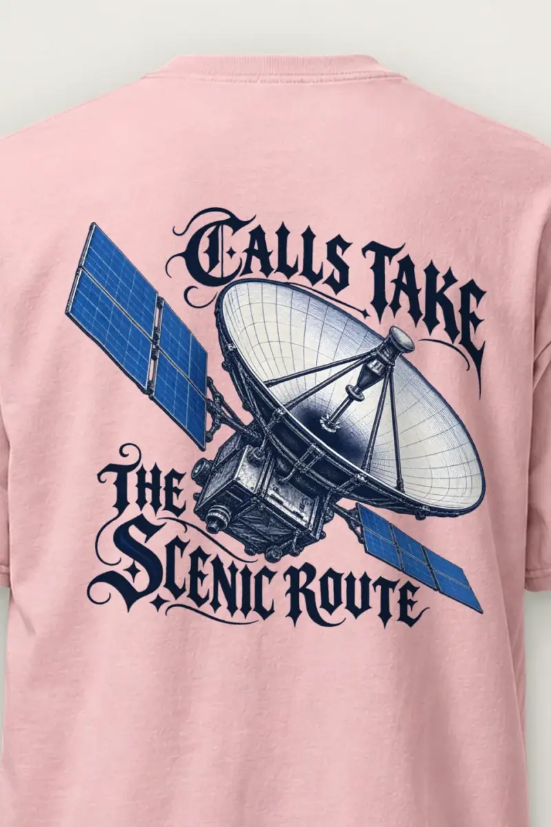"Calls Take the Scenic Route" Heavyweight Unisex Crewneck T-shirt - the graphic up close