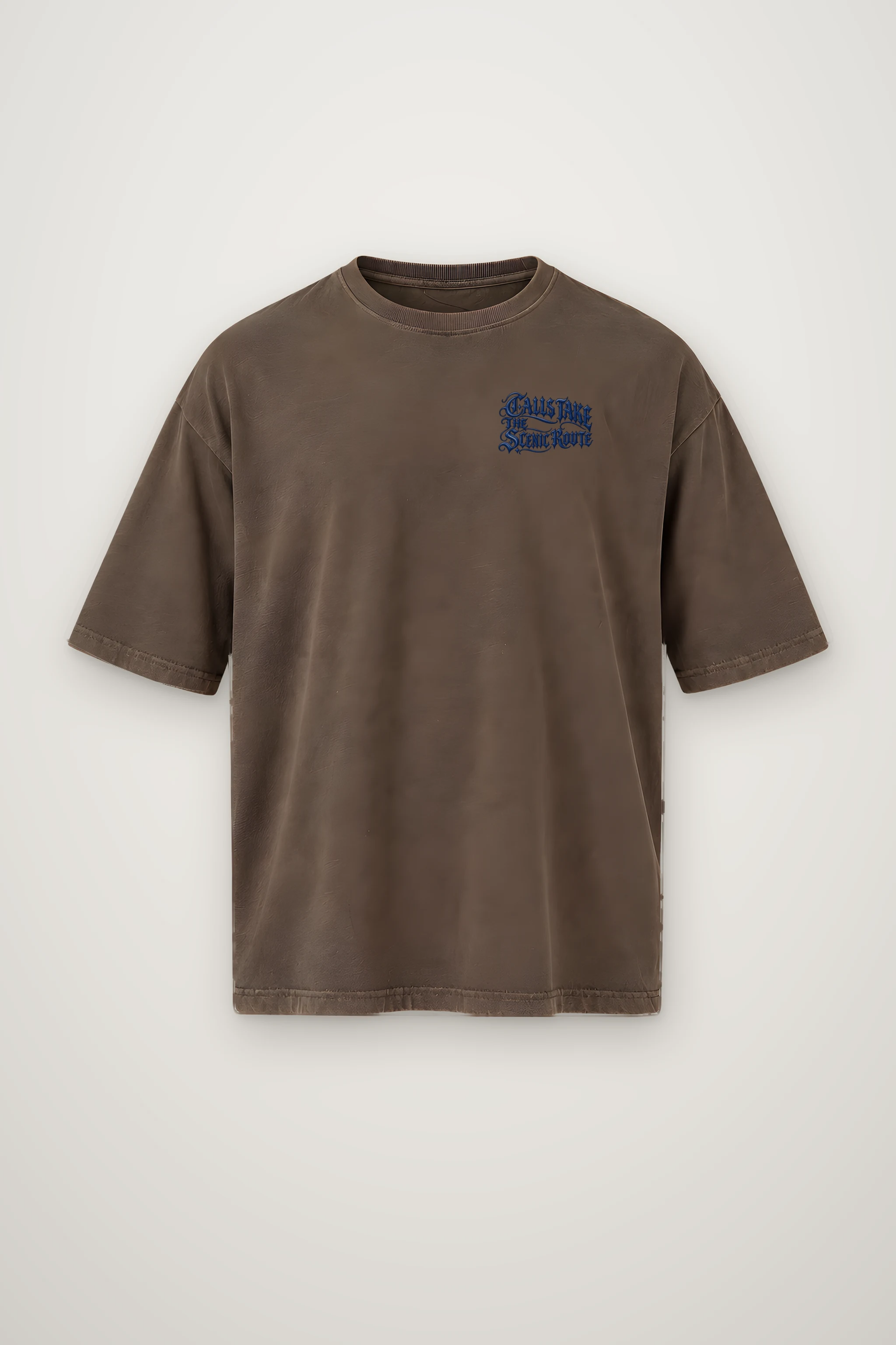 "Calls Take the Scenic Route" Men's Oversized Heavyweight Crewneck T-Shirt