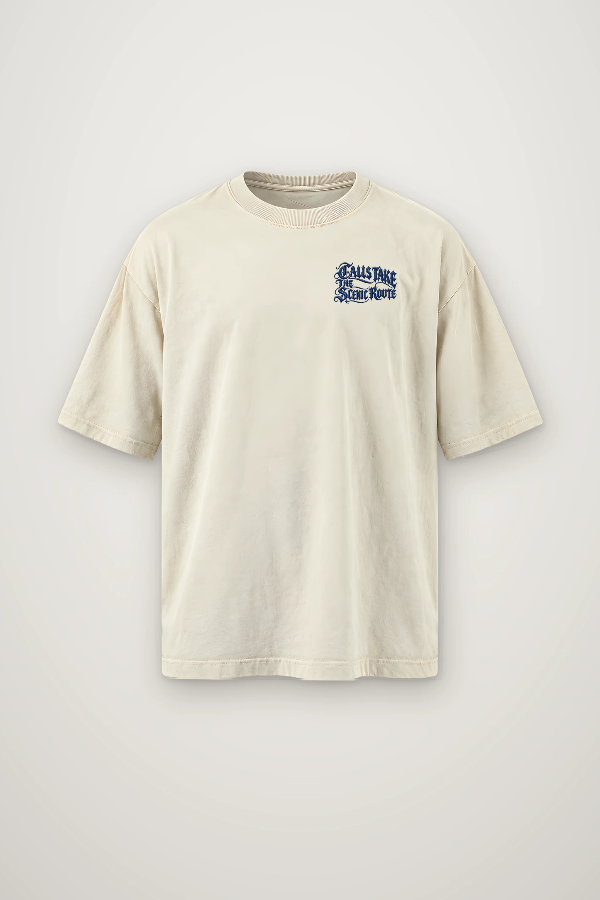 "Calls Take the Scenic Route" Men's Oversized Heavyweight Crewneck T-Shirt